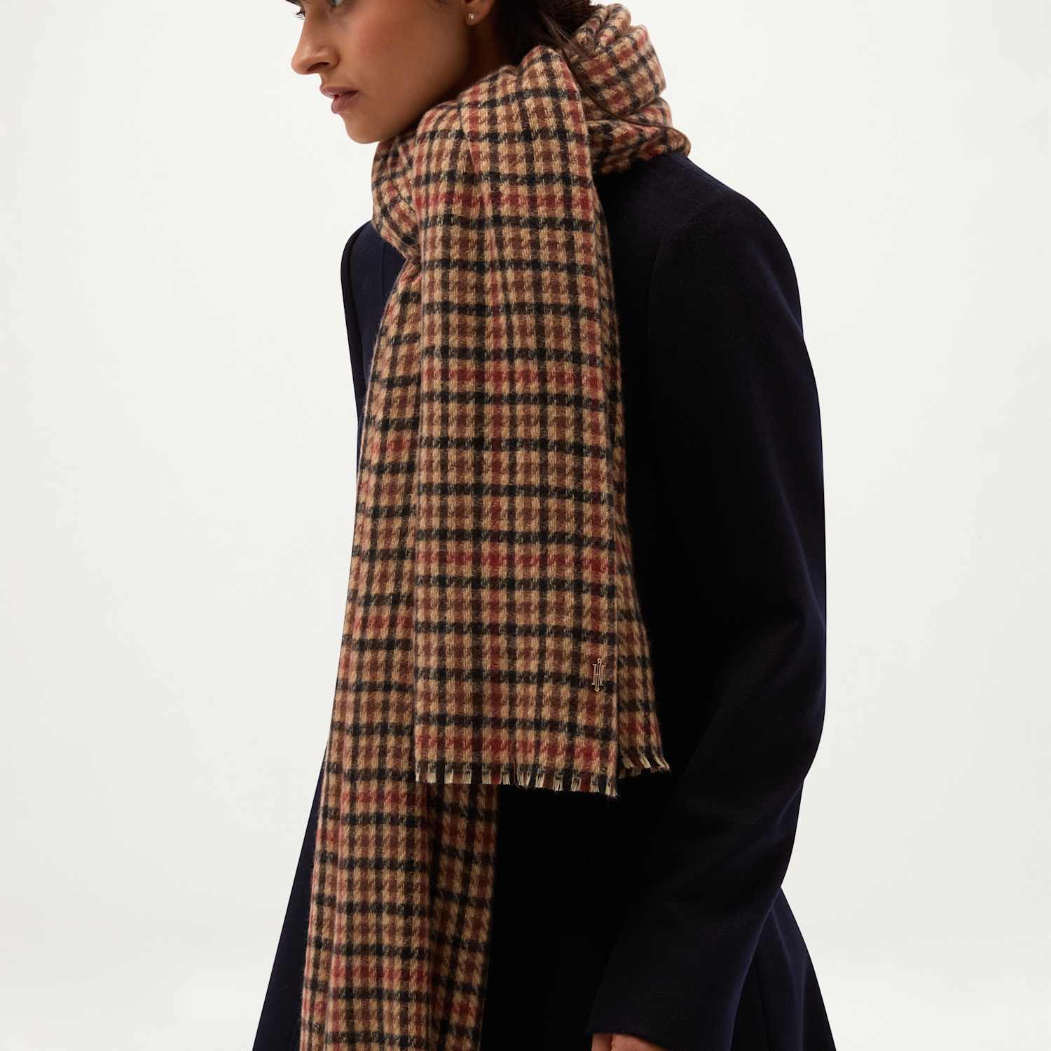 Hobbs Women's Checked Fringed Scarf - Brown Mix - Available at M&S