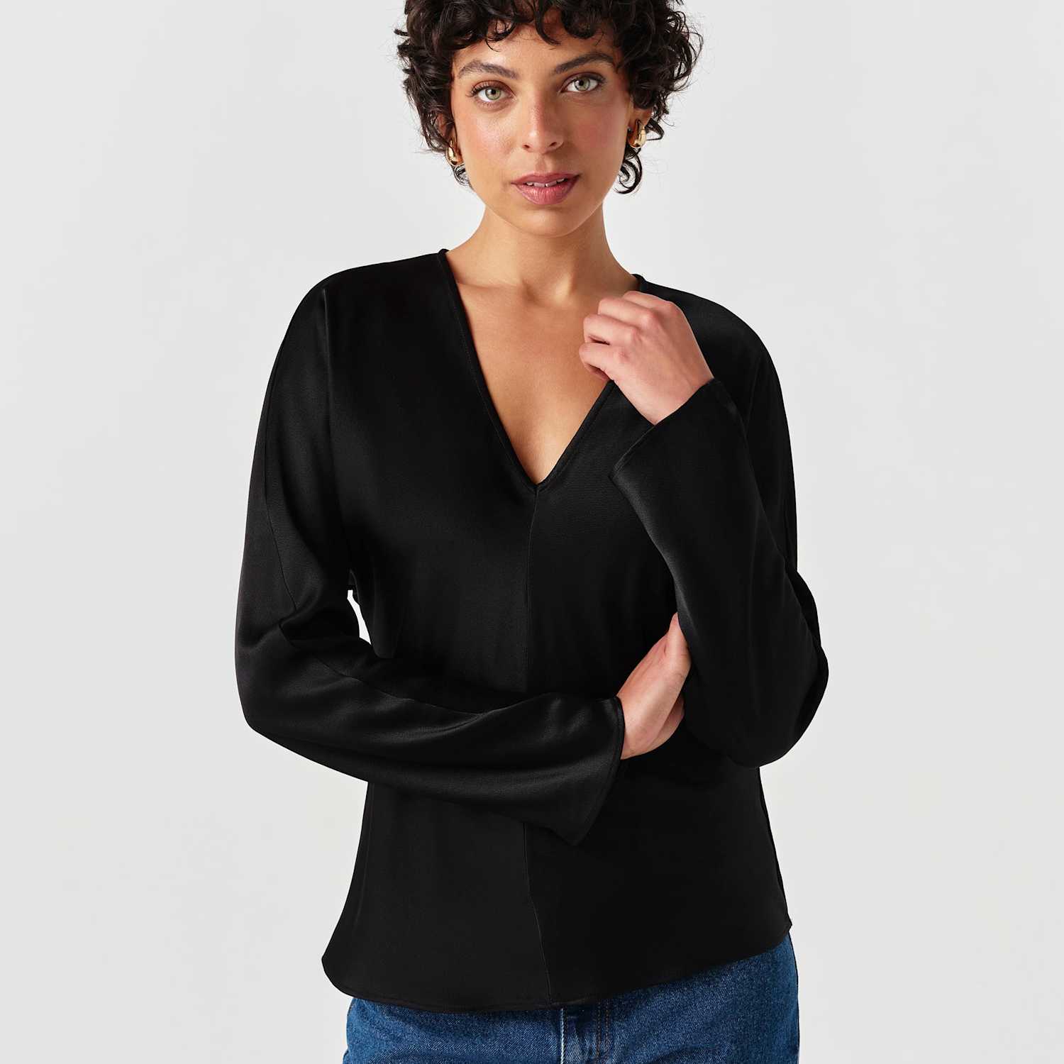 Ghost Women's Satin V-Neck Top - 8 - Black - Available at M&S
