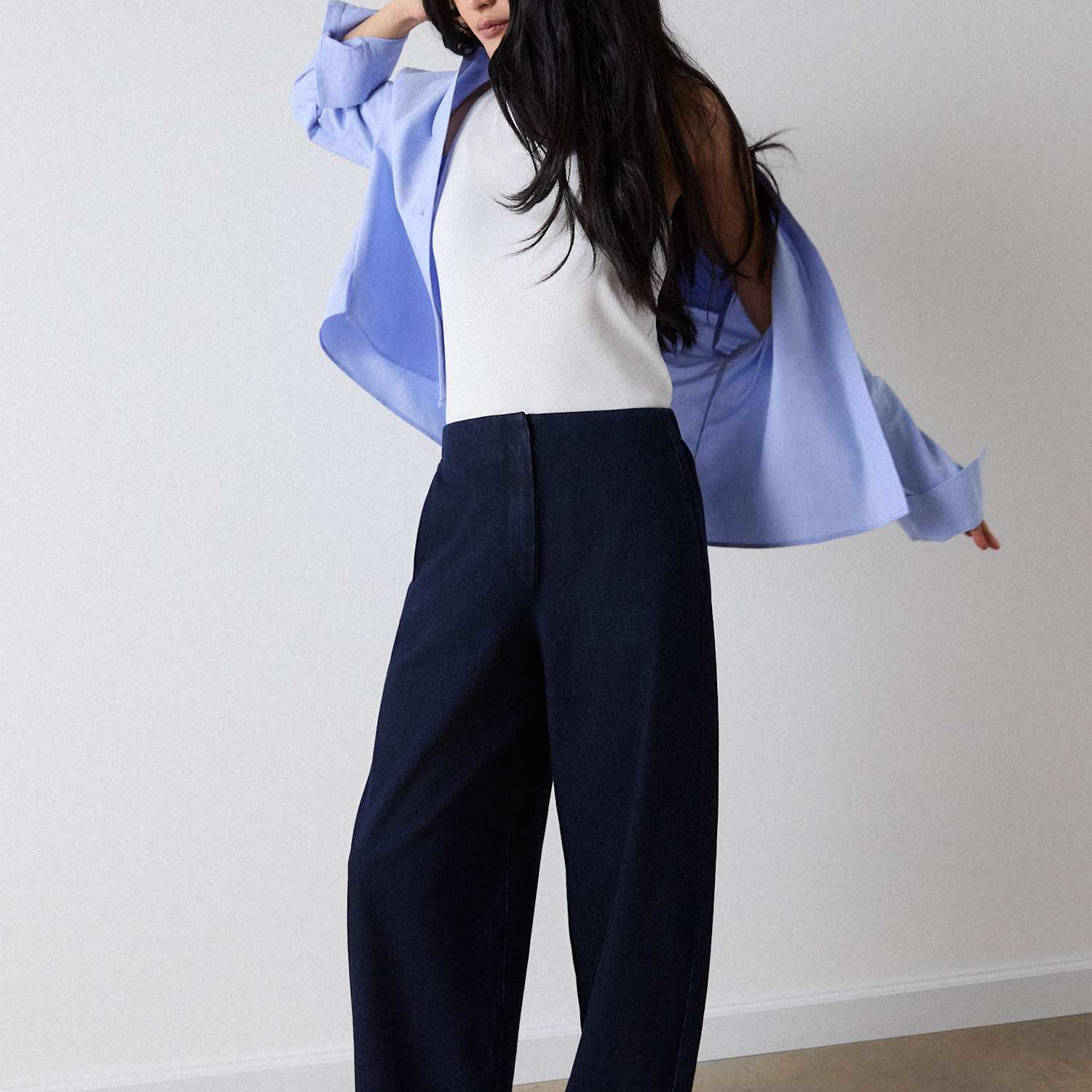 Whistles Women's Denim Ankle Grazer Barrel Leg Trousers - 16 - Available at M&S