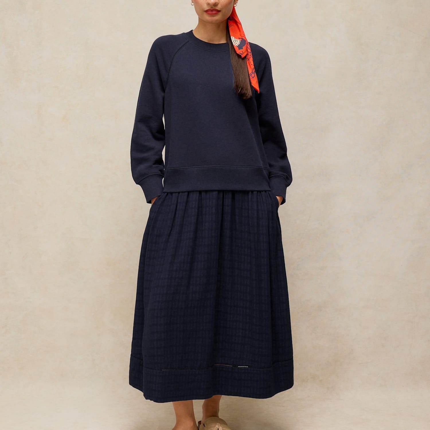 White Stuff Women's Carter Pure Cotton Midi Sweater Dress - 12 - Navy - Available at M&S