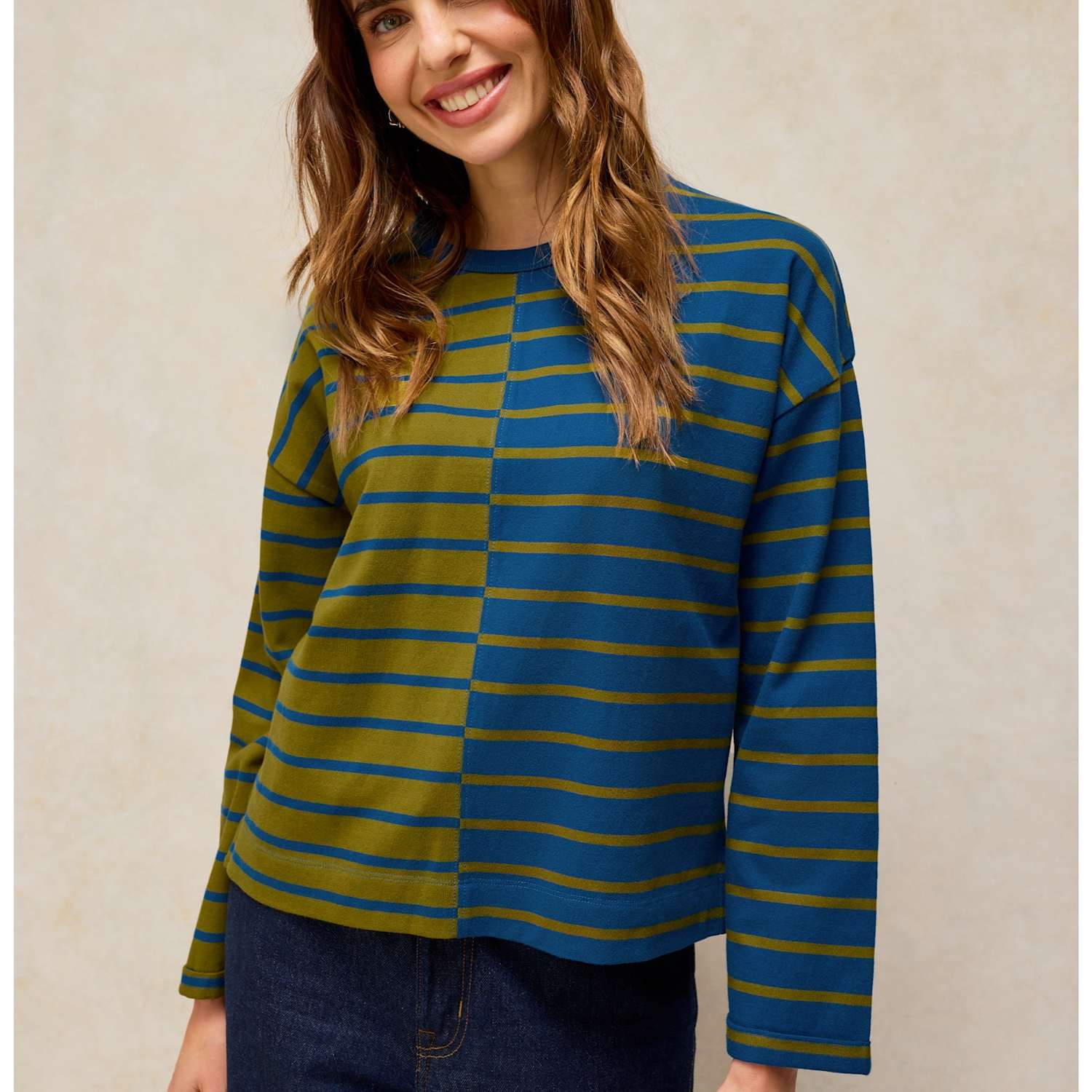 White Stuff Women's Kim Pure Cotton Striped T-Shirt - 12 - Green Mix - Available at M&S