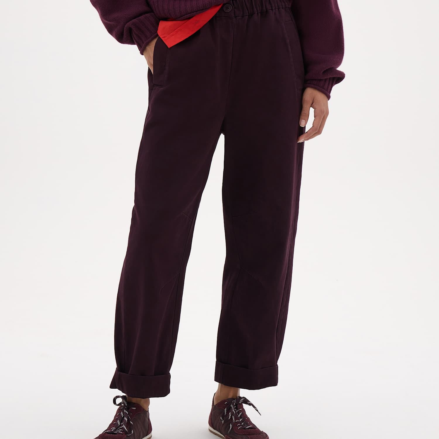 Hush Women's Jack Barrel Leg Pull On Trousers - Small - Burgundy - Available at M&S