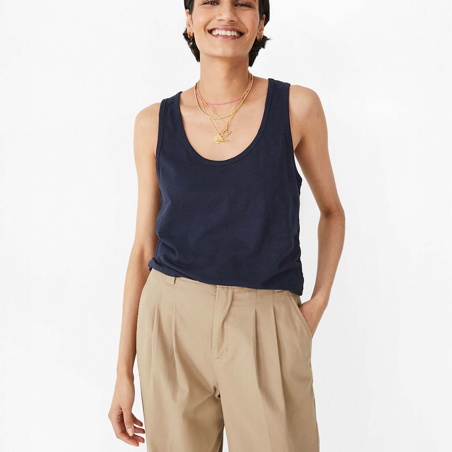 Hush Women's Pure Cotton Scoop Neck Vest - Medium - Navy - Available at M&S