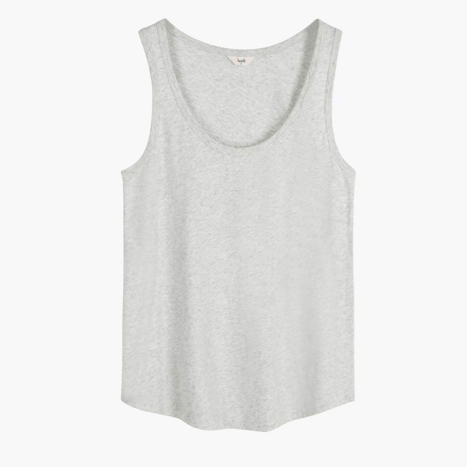 Hush Women's Pure Cotton Scoop Neck Vest - Small - Grey Marl - Available at M&S