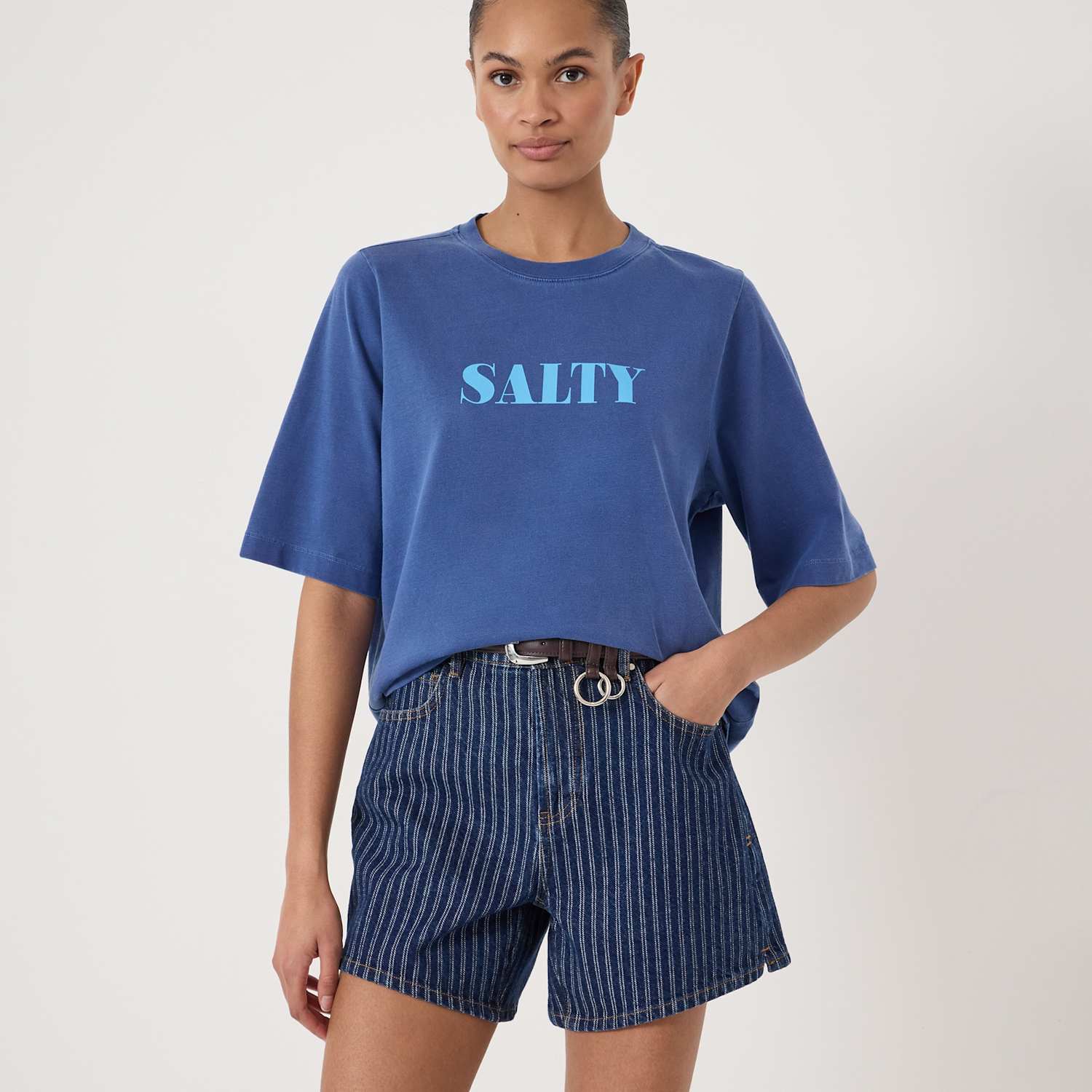 Hush Women's Pure Cotton Salty T-Shirt - Medium-Large - Blue Mix - Available at M&S