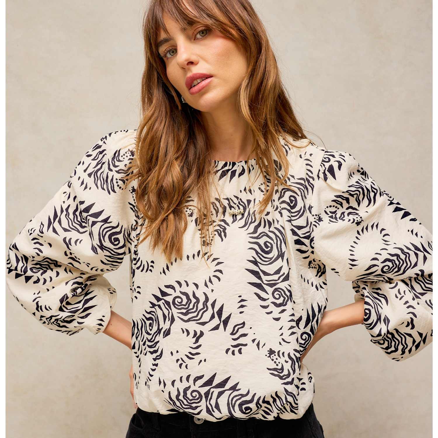 White Stuff Women's Lyra Printed Bubble Hem Top - 10 - Ivory Mix - Available at M&S