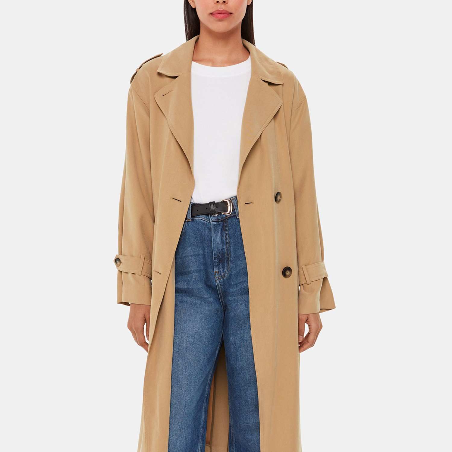 Whistles Women's Riley Belted Longline Trench Coat - 14 - Neutral - Available at M&S