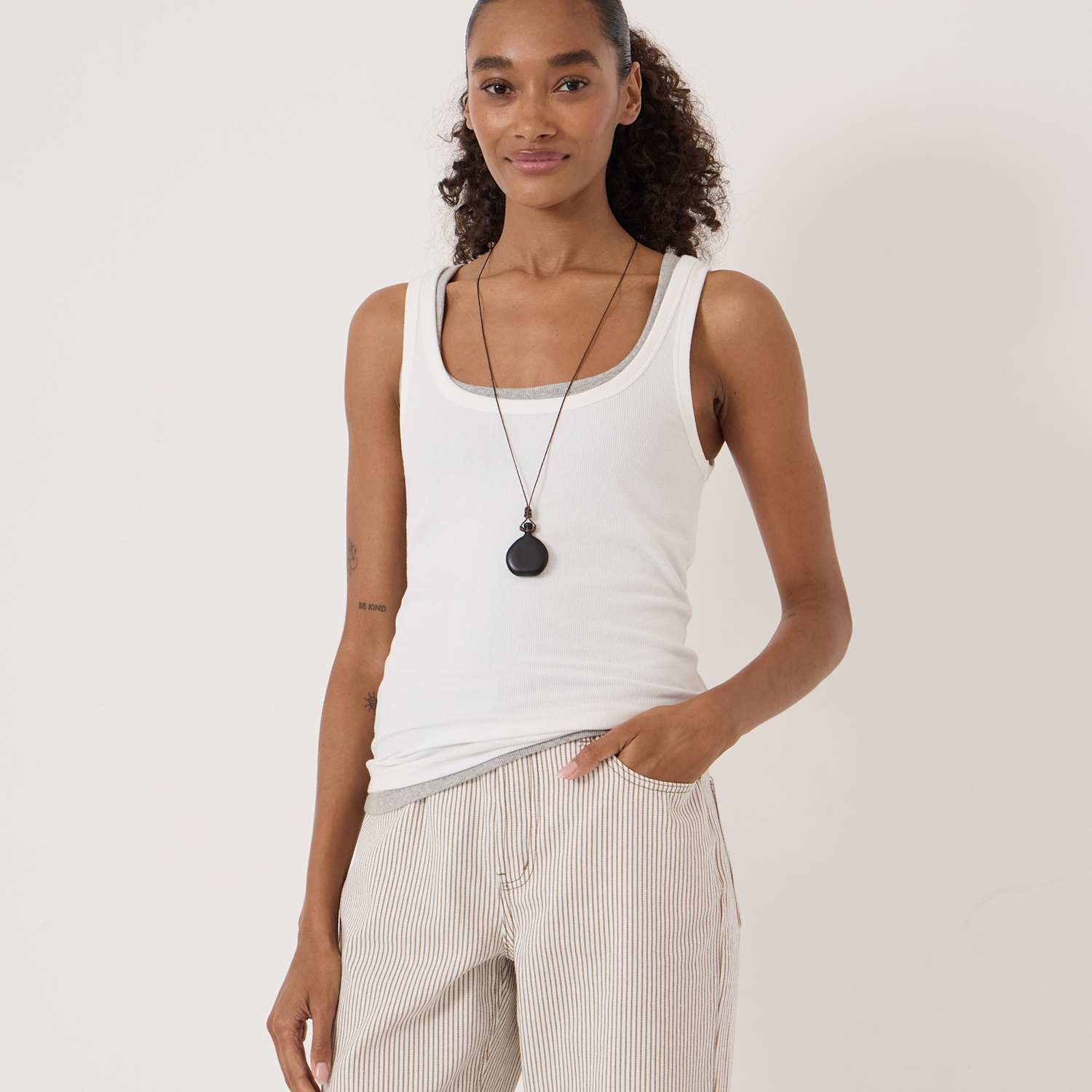Hush Women's Cotton Rich Ribbed Scoop Neck Vest Top - Small - White - Available at M&S
