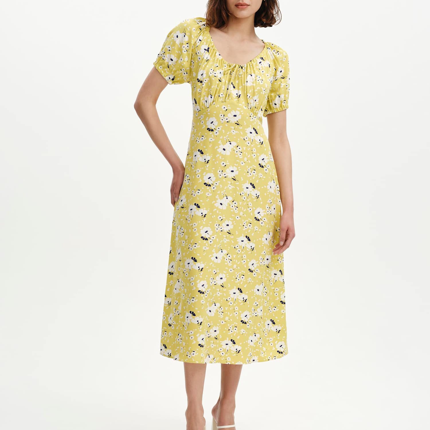 Finery London Women's Floral Scoop Neck Midi Tea Dress - 12 - Green Mix - Available at M&S