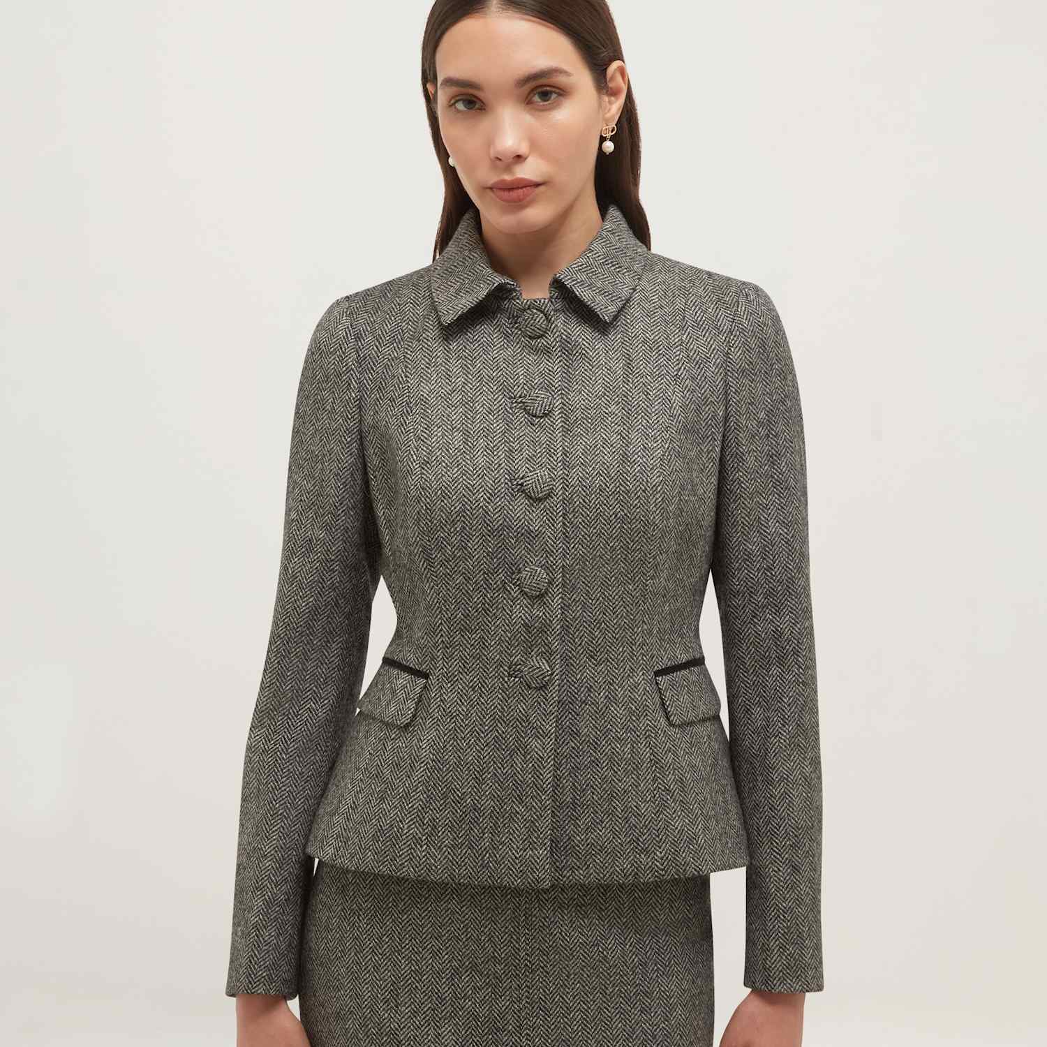 Hobbs Women's Pure Wool Textured Short Jacket - 14 - Black Mix - Available at M&S