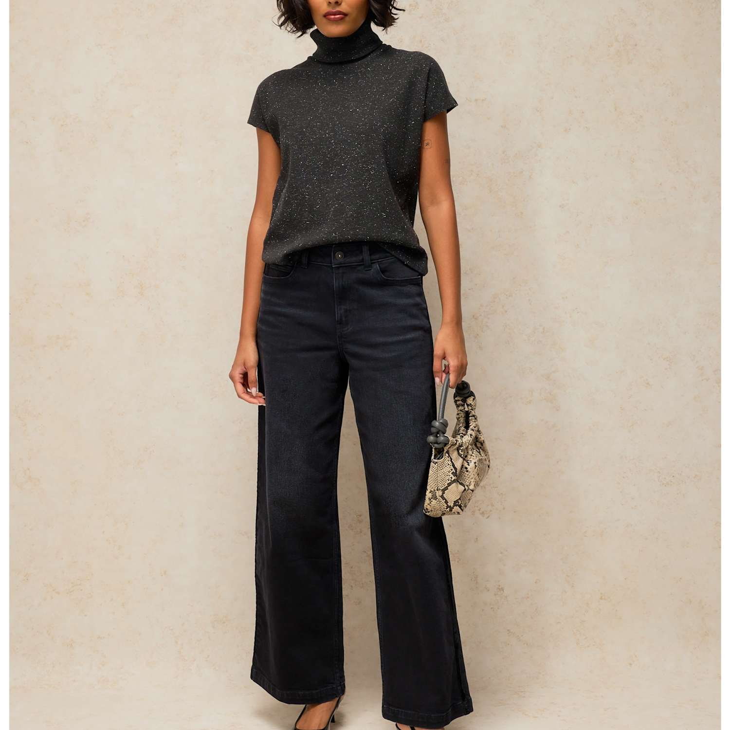 White Stuff Women's Velvet Striped Wide Leg Jeans - 14 - Dark Grey - Available at M&S