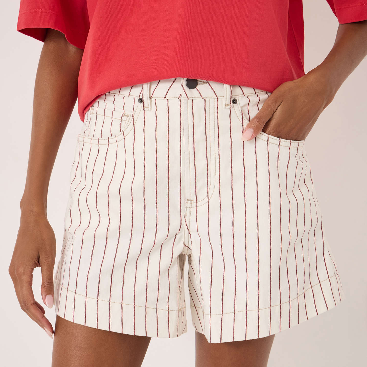 Hush Women's Cotton Rich Striped Shorts - 6 - Brown Mix - Available at M&S
