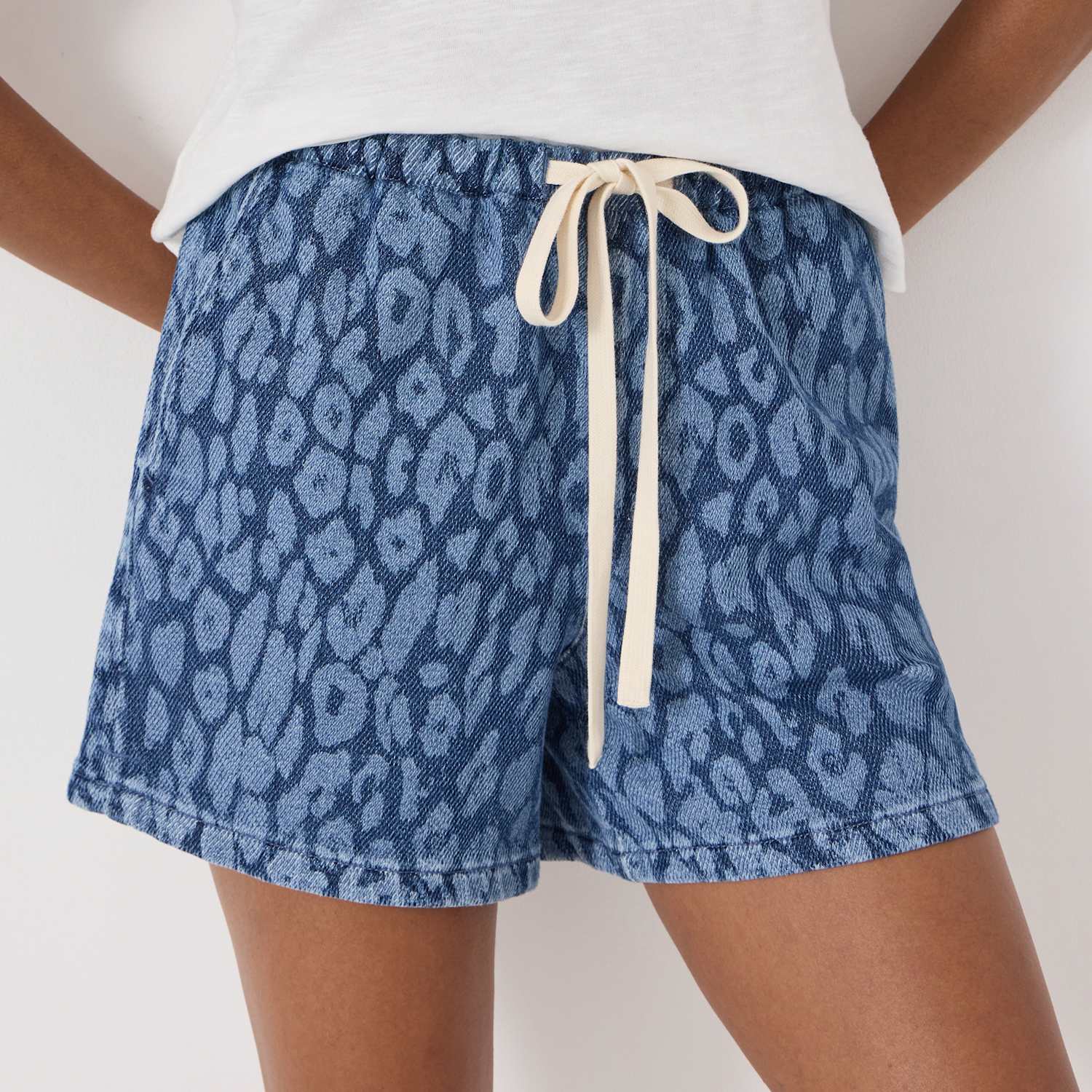 Hush Women's Denim Leopard Print Shorts - 10 - Light Blue Mix - Available at M&S