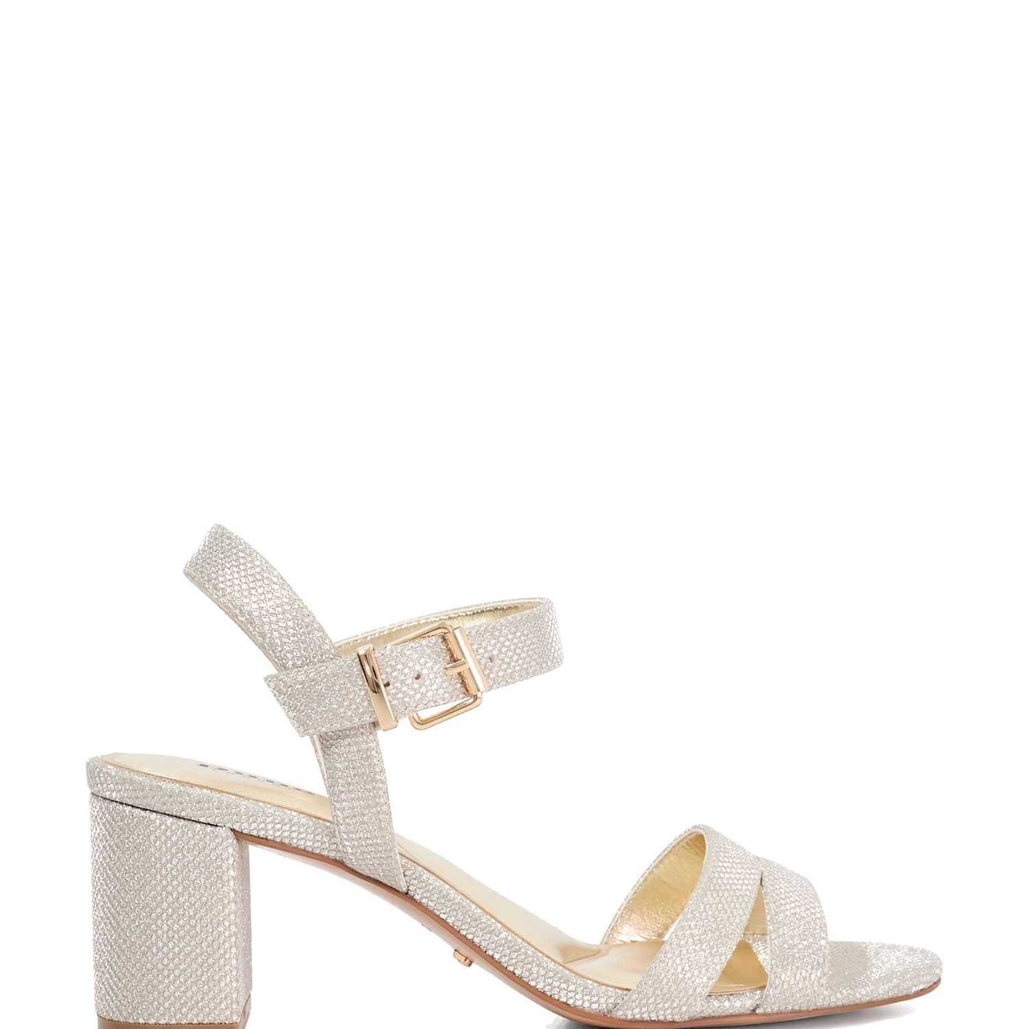 Dune London Women's Metallic Block Heel Sandals - 4 - Gold - Available at M&S