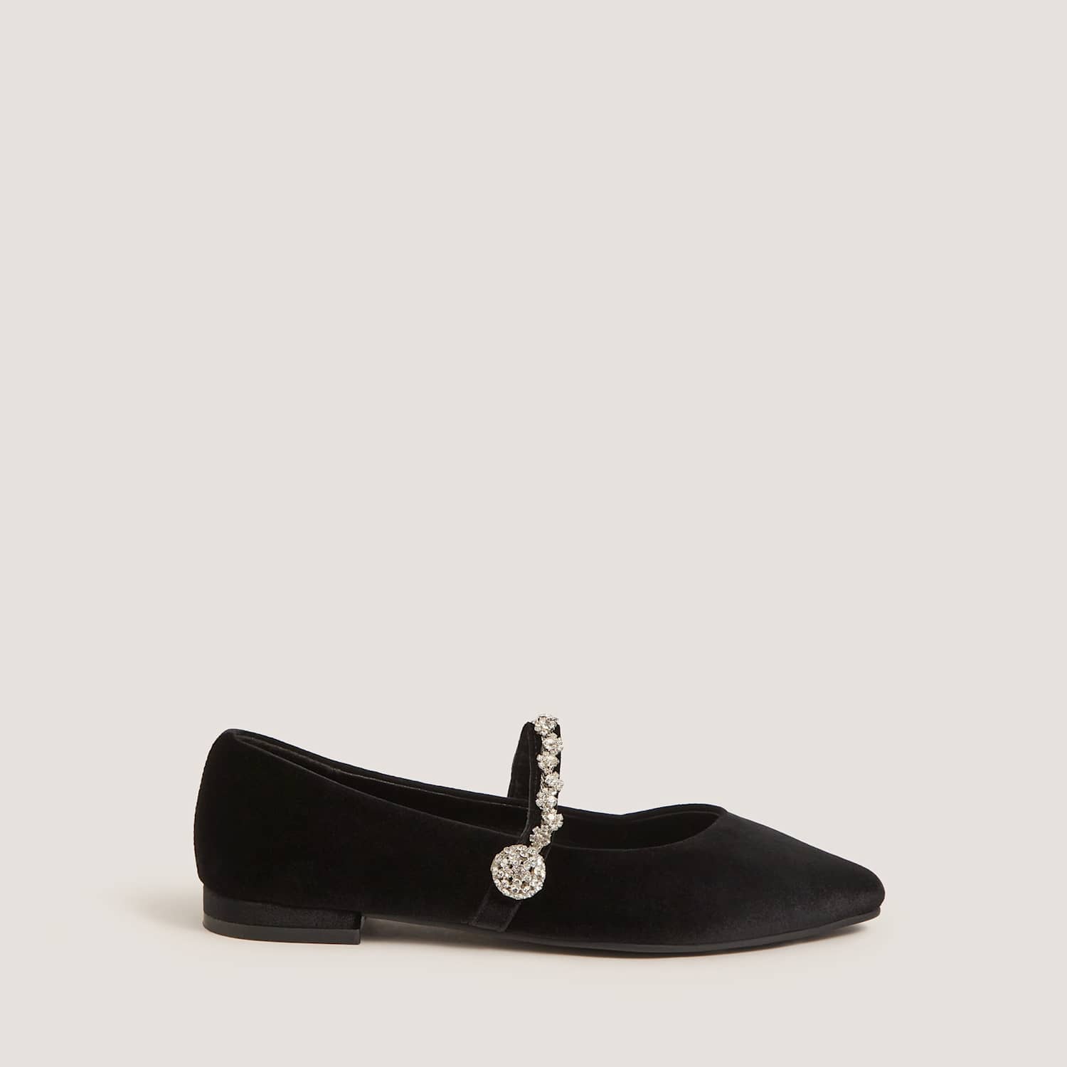 Monsoon Women's Velvet Embellished Ballet Pumps - 6 - Black - Available at M&S