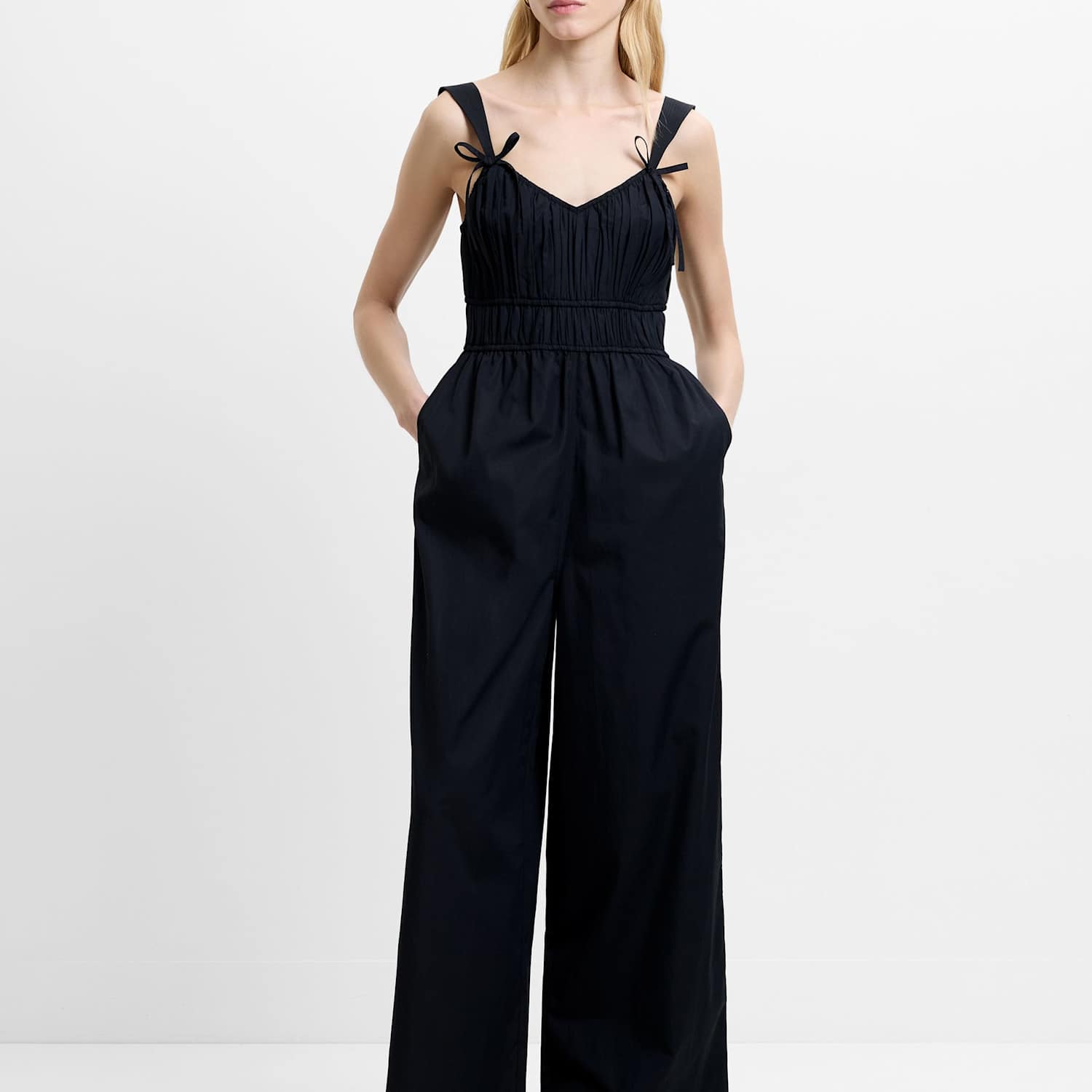 French Connection Women's Cotton Blend Poplin Sleeveless Jumpsuit - Medium - Black - Available at M&S