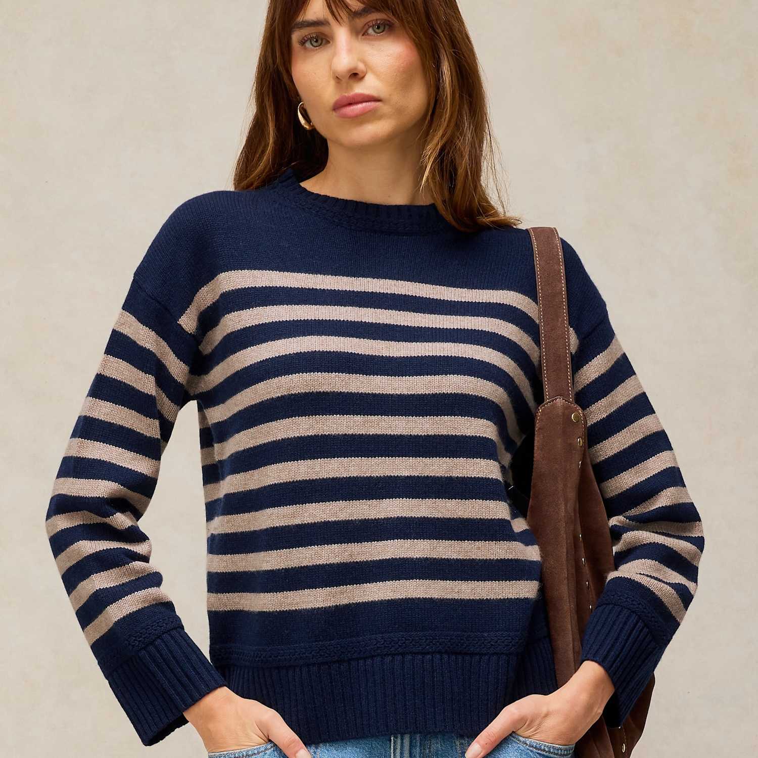 White Stuff Women's Taylor Merino Wool Blend Jumper with Cashmere - 14 - Navy Mix - Available at M&S