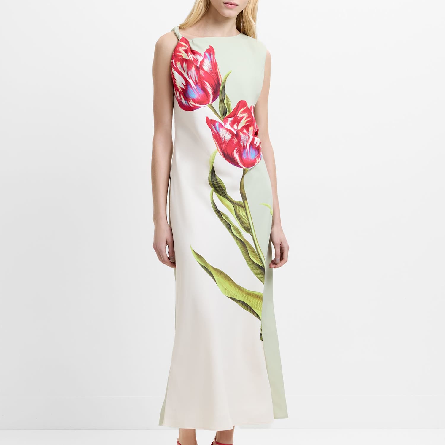 French Connection Women's Floral One Shoulder Midaxi Column Dress - 14 - White Mix - Available at M&S