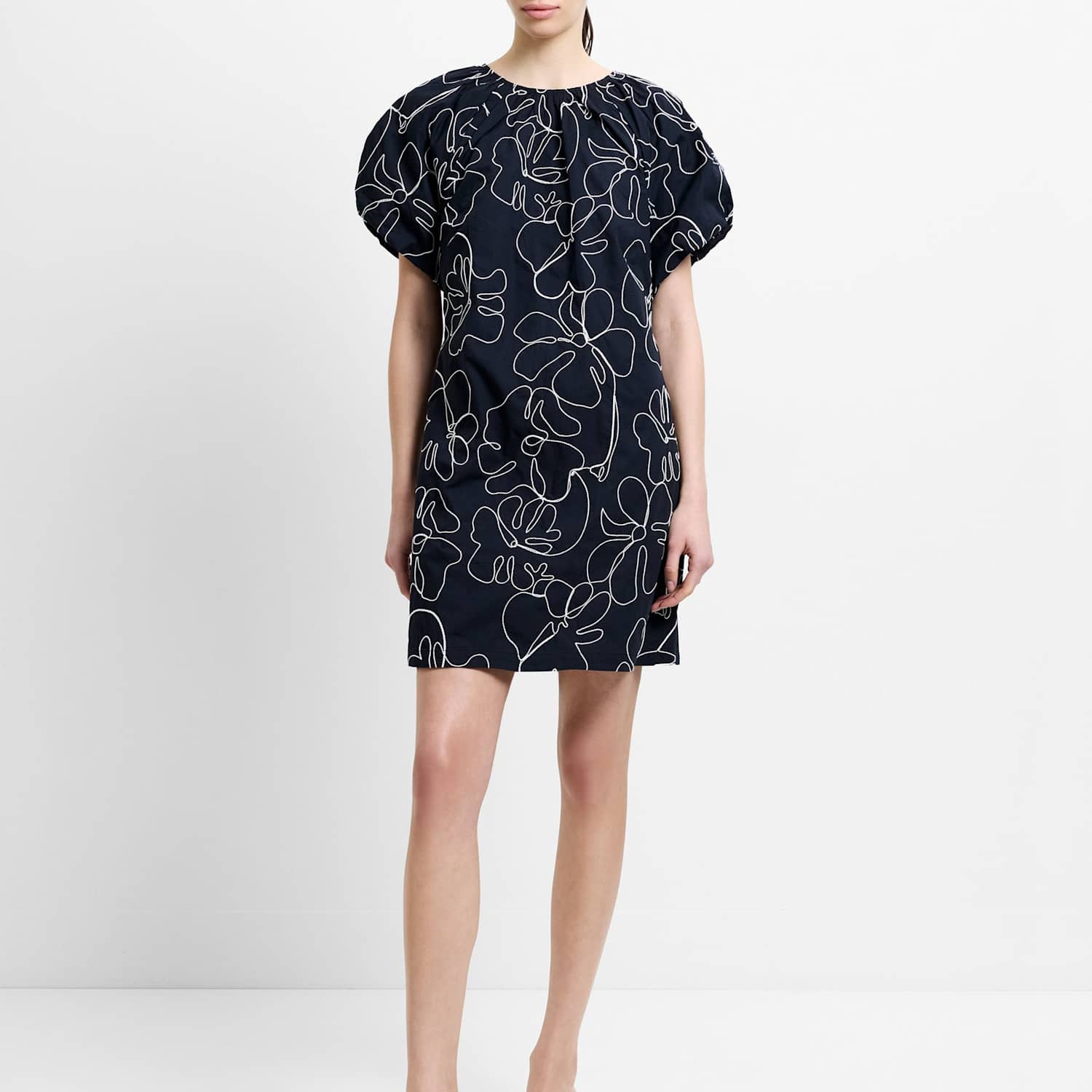 French Connection Women's Pure Cotton Floral Embroidered Mini Shift Dress - Extra Small - Black Mix - Available at M&S