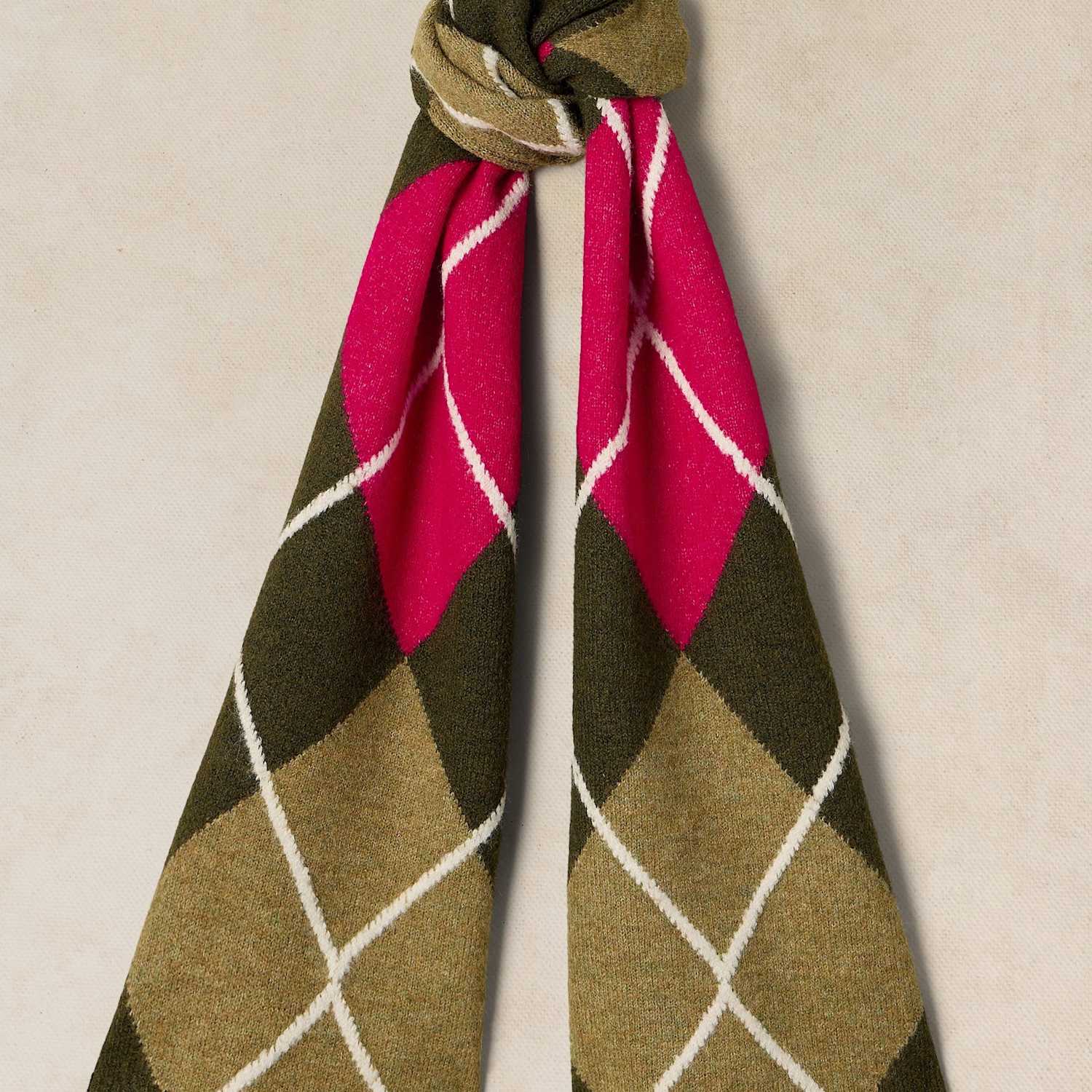 White Stuff Women's Argyle Scarf - Green Mix - Available at M&S