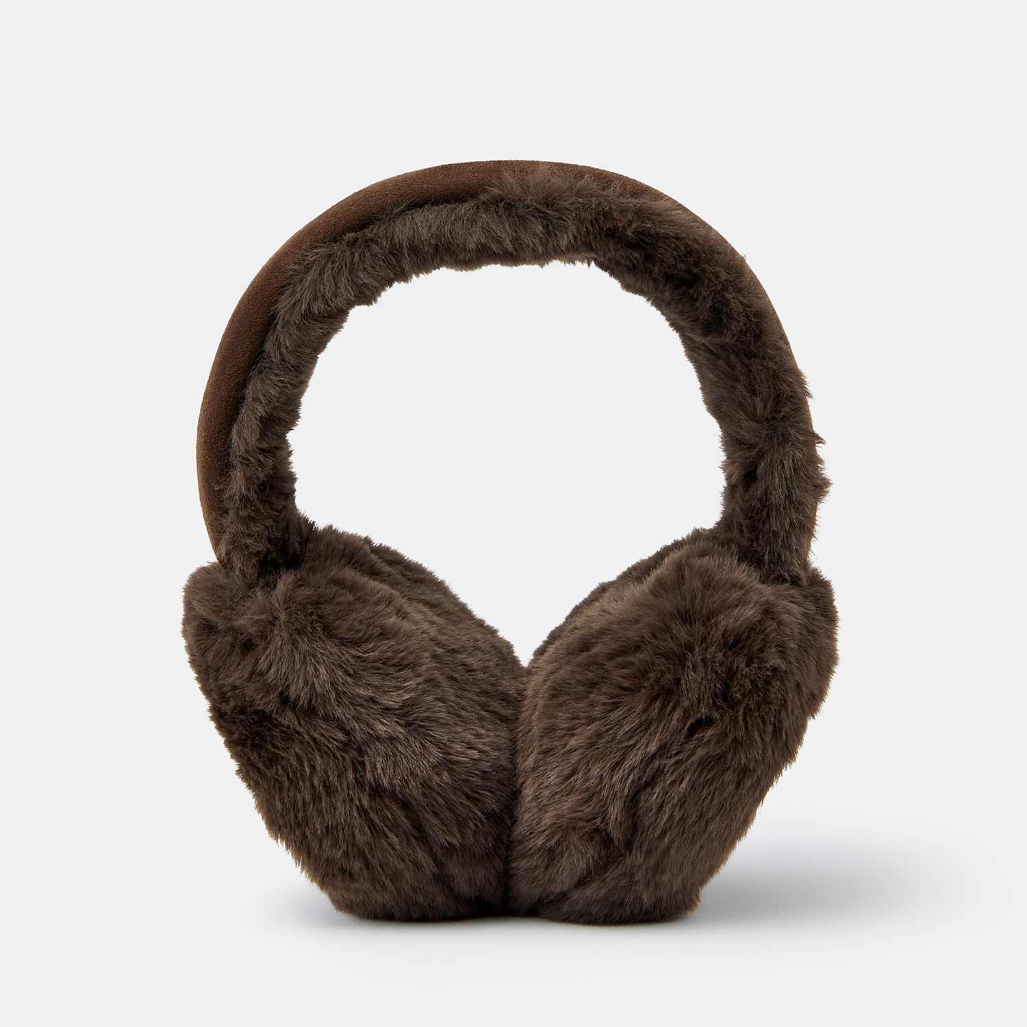 Accessorize Women's Faur Fur Suedette Earmuffs - Chocolate - Available at M&S