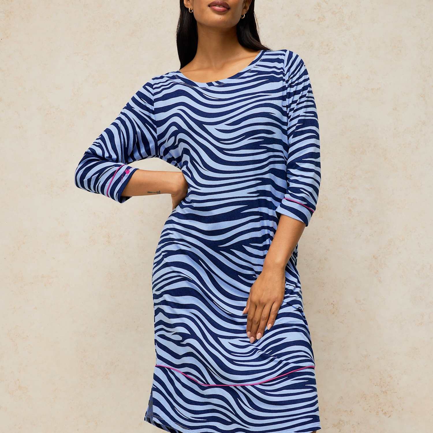 White Stuff Women's Cotton Rich Printed Nightshirt - Small - Blue Mix - Available at M&S