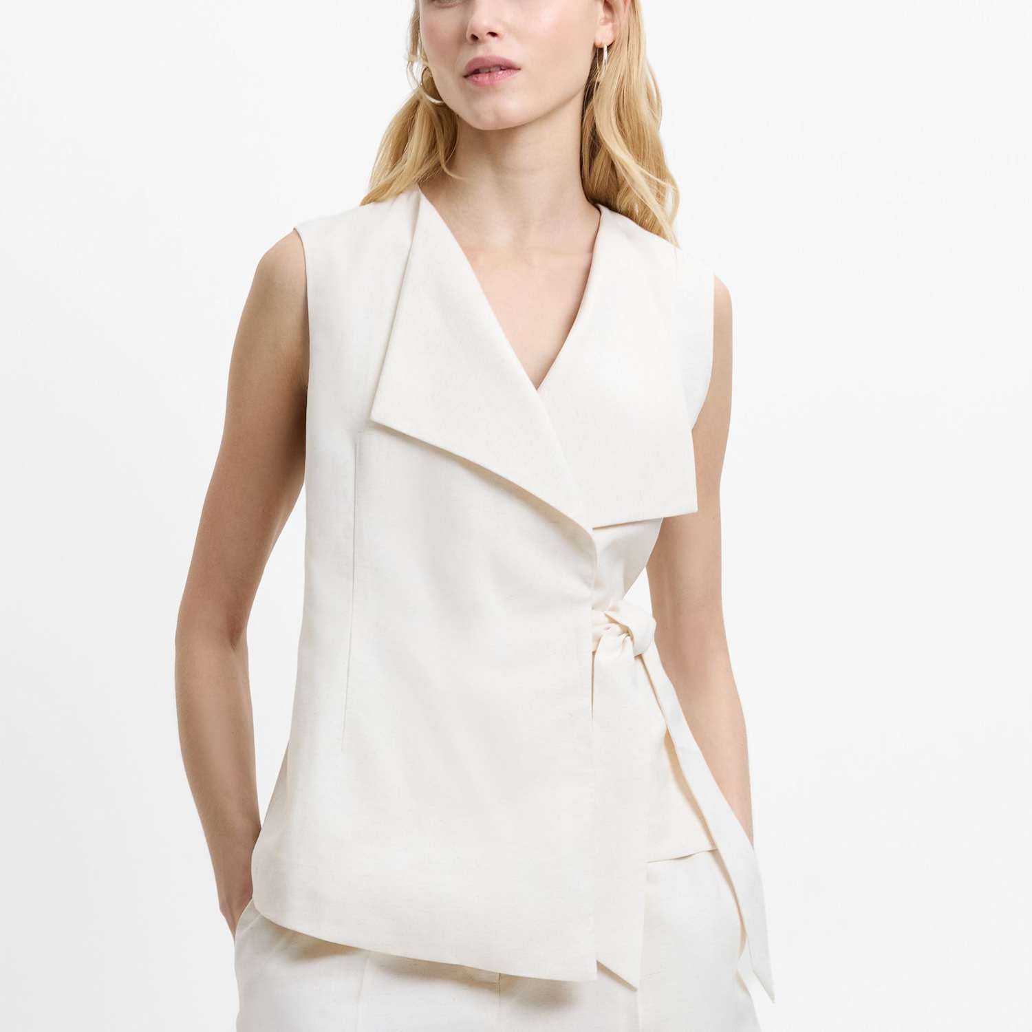 French Connection Women's Tailored Tie Waistcoat - Medium - Cream - Available at M&S