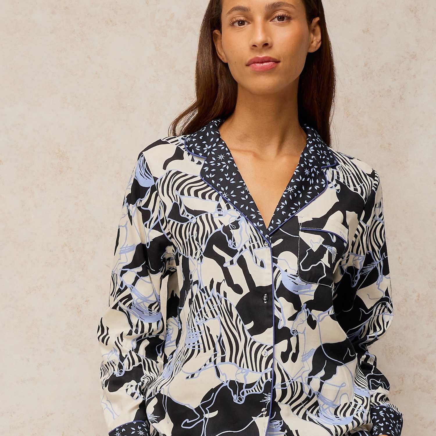 White Stuff Women's Cotton Rich Printed Pyjama Top - Small - Ivory Mix - Available at M&S