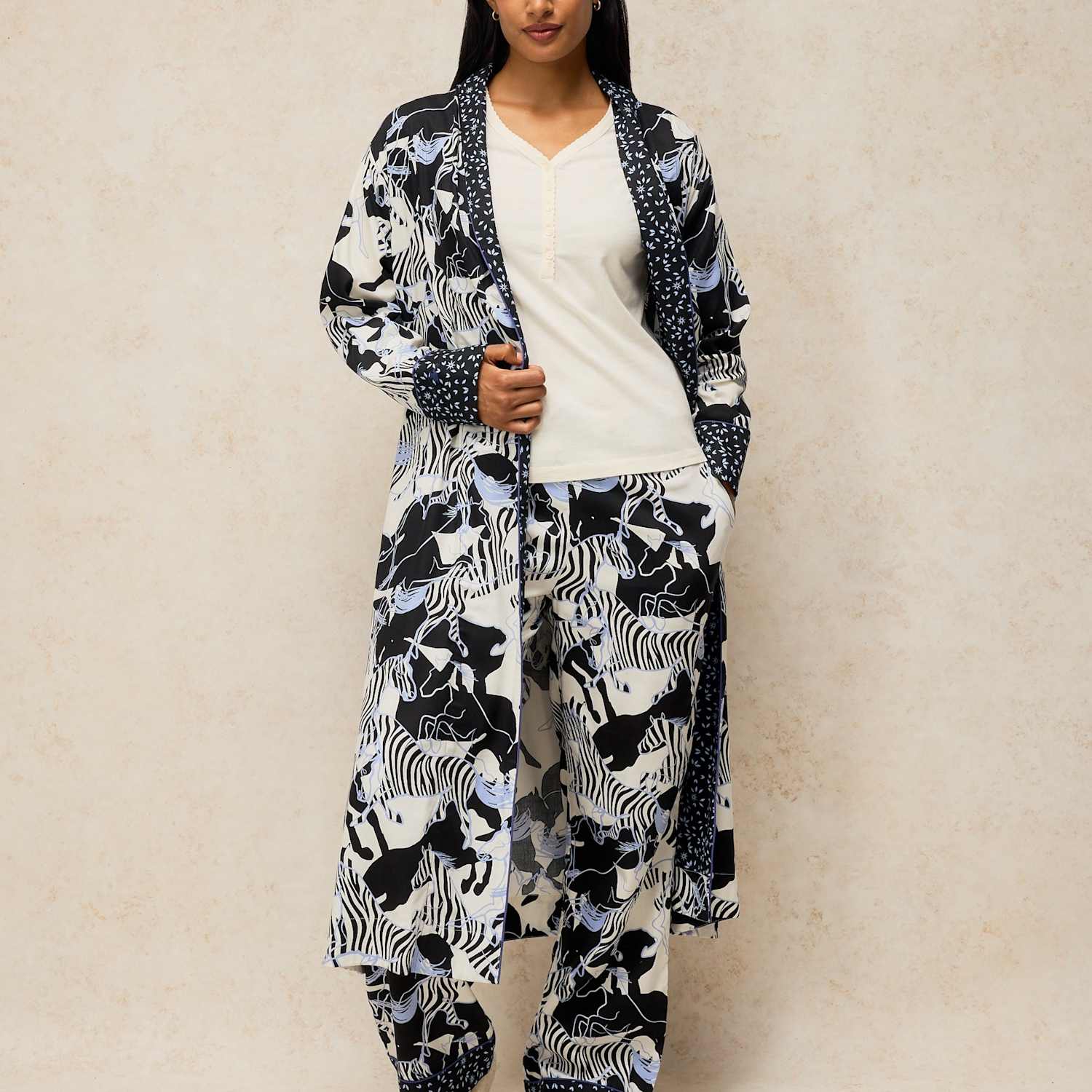 White Stuff Women's Cotton Rich Printed Dressing Gown - Small - Ivory Mix - Available at M&S