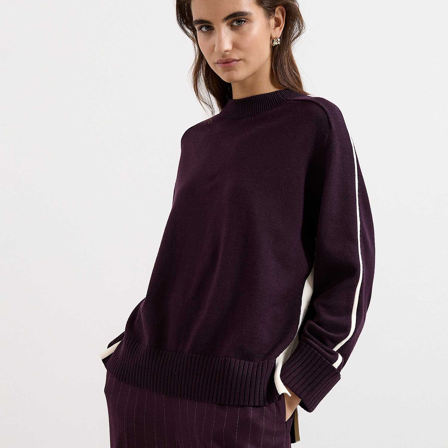 Phase Eight Women's Funnel Neck Tipped Jumper - Small - Burgundy - Available at M&S