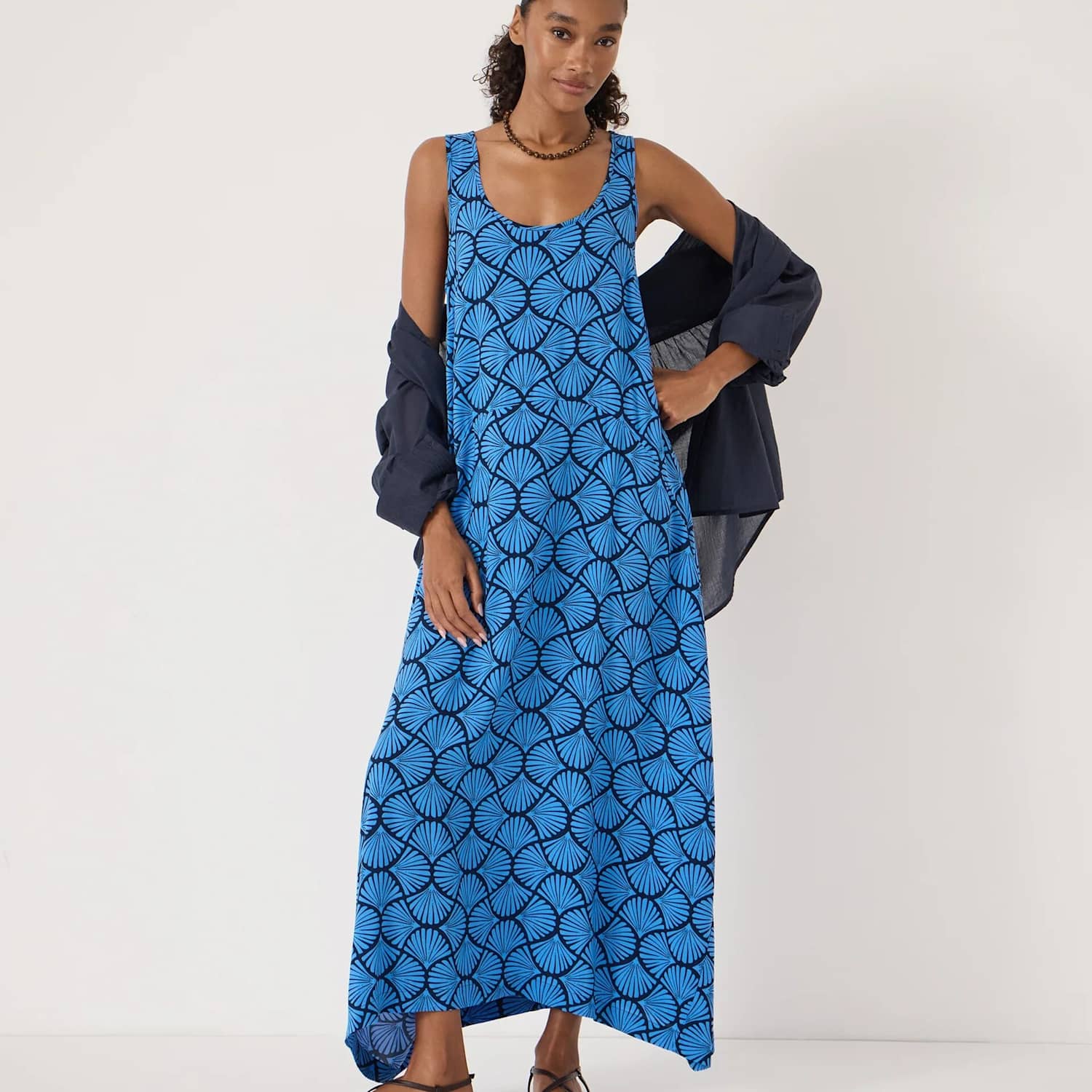 Hush Women's Geometric Scoop Neck Maxi Slip Dress - Small-Medium - Blue Mix - Available at M&S