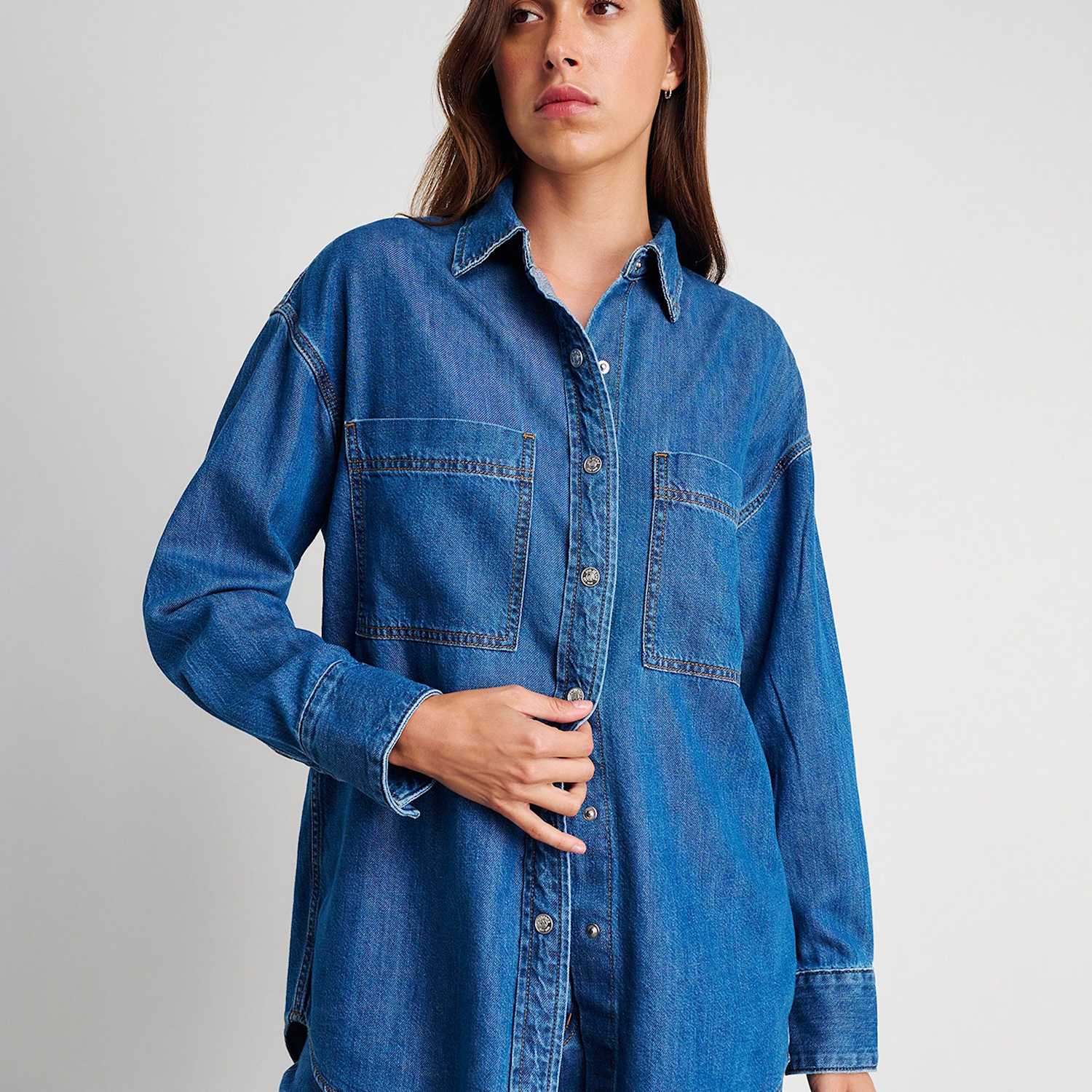 Jag Women's Cotton Rich Denim Shirt - 8 - Available at M&S