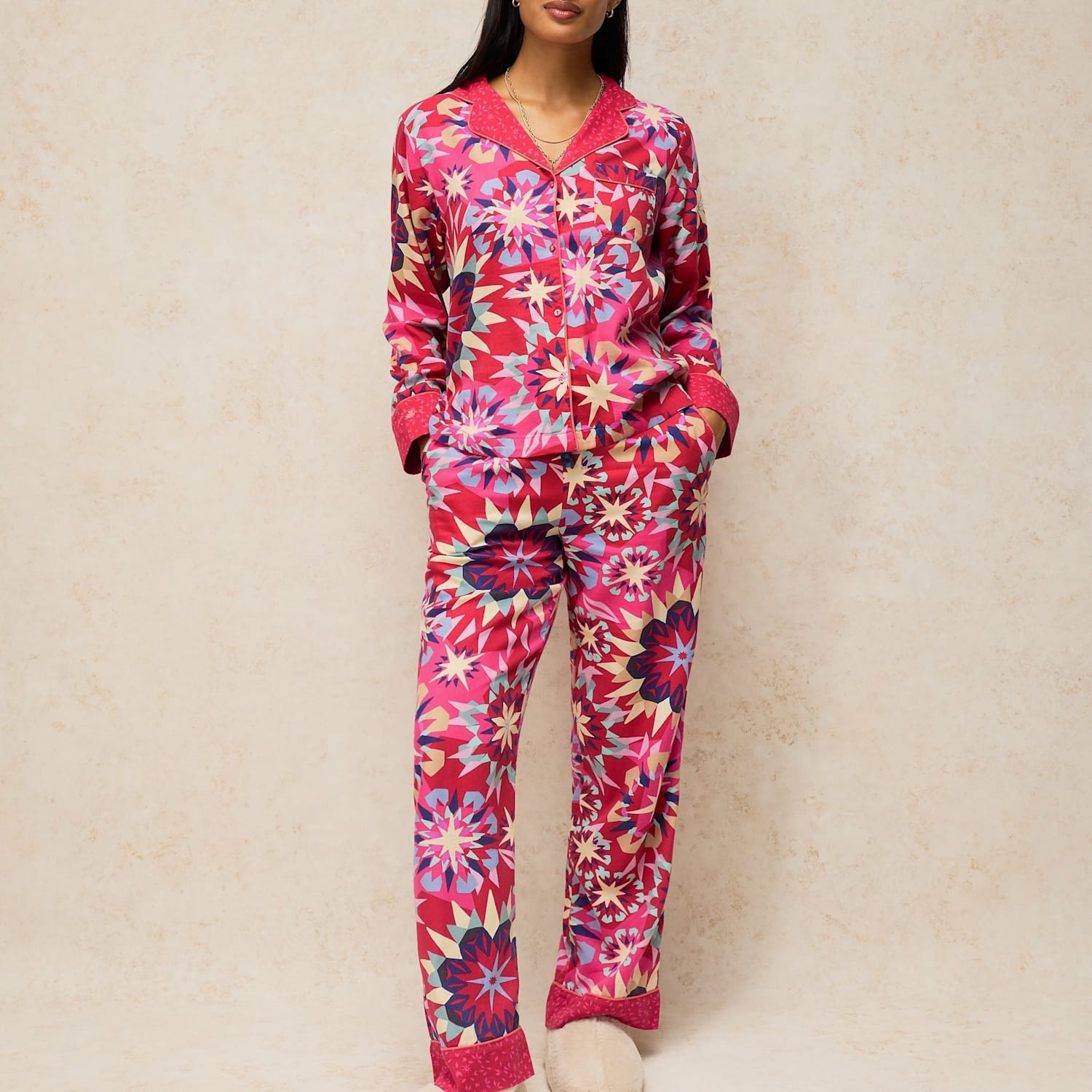 White Stuff Women's Cotton Rich Printed Pyjama Bottoms - Large - Red Mix - Available at M&S