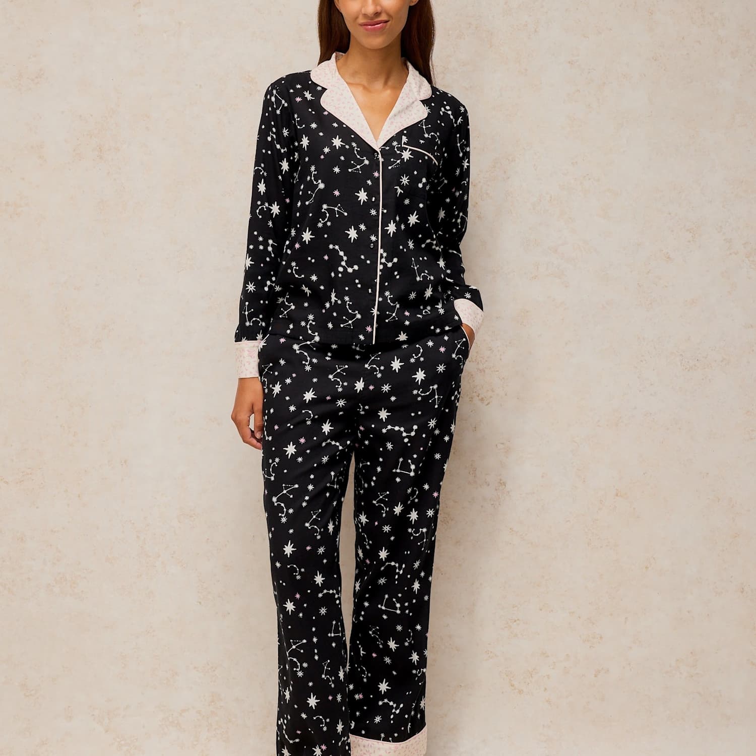 White Stuff Women's Cotton Rich Printed Pyjama Top - Medium - Black Mix - Available at M&S