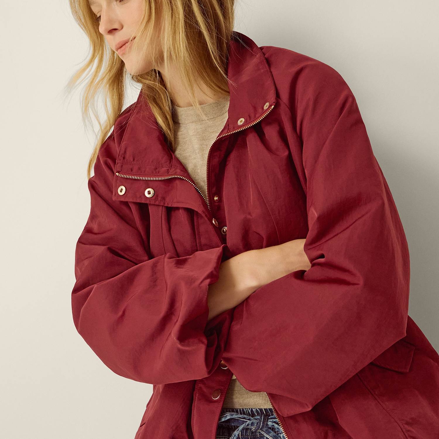 Monsoon Women's Funnel Neck Rain Jacket - Medium - Red - Available at M&S