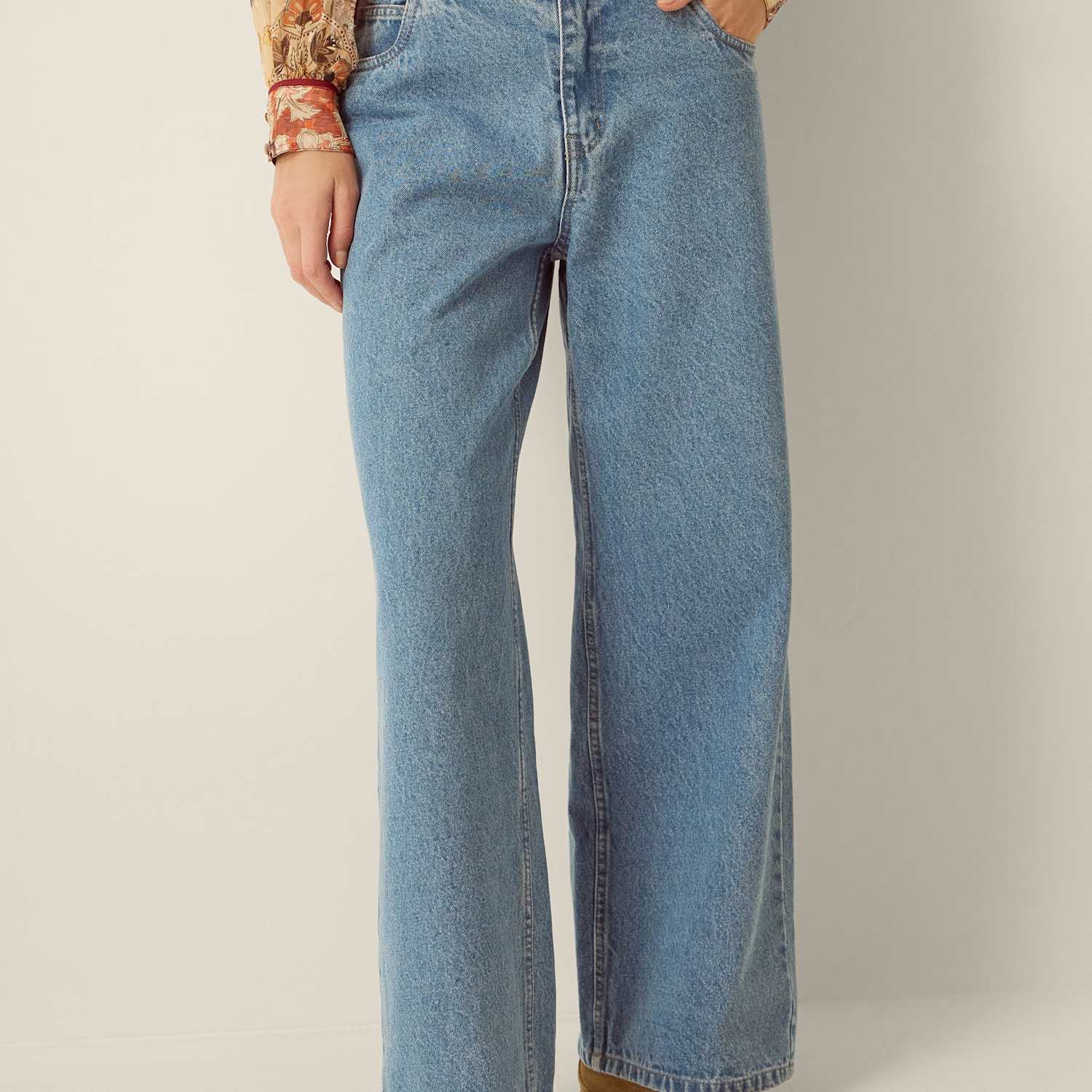 Monsoon Women's High Waisted Wide Leg Jeans - 14 - Light Blue - Available at M&S