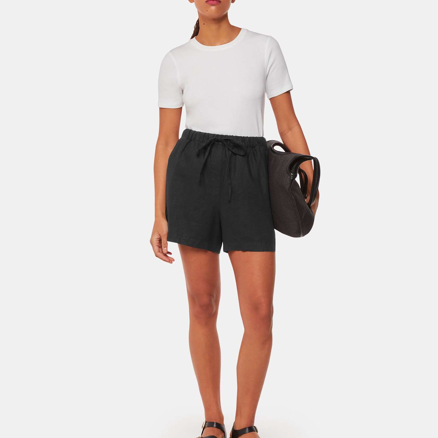 Whistles Women's Pure Linen Shorts - 6 - Black - Available at M&S