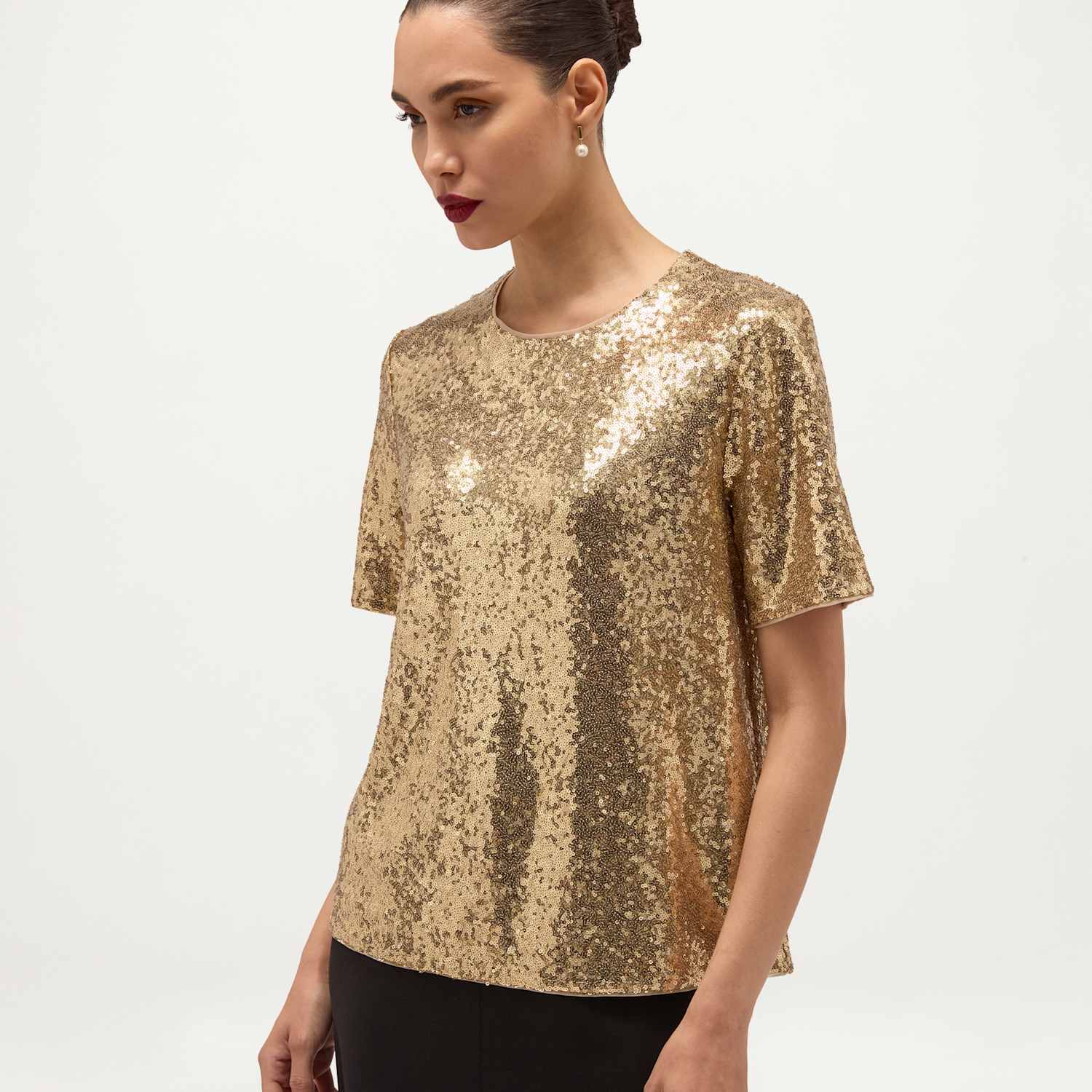 Hobbs Women's Sequin Sparkly Top - Large - Gold Mix - Available at M&S