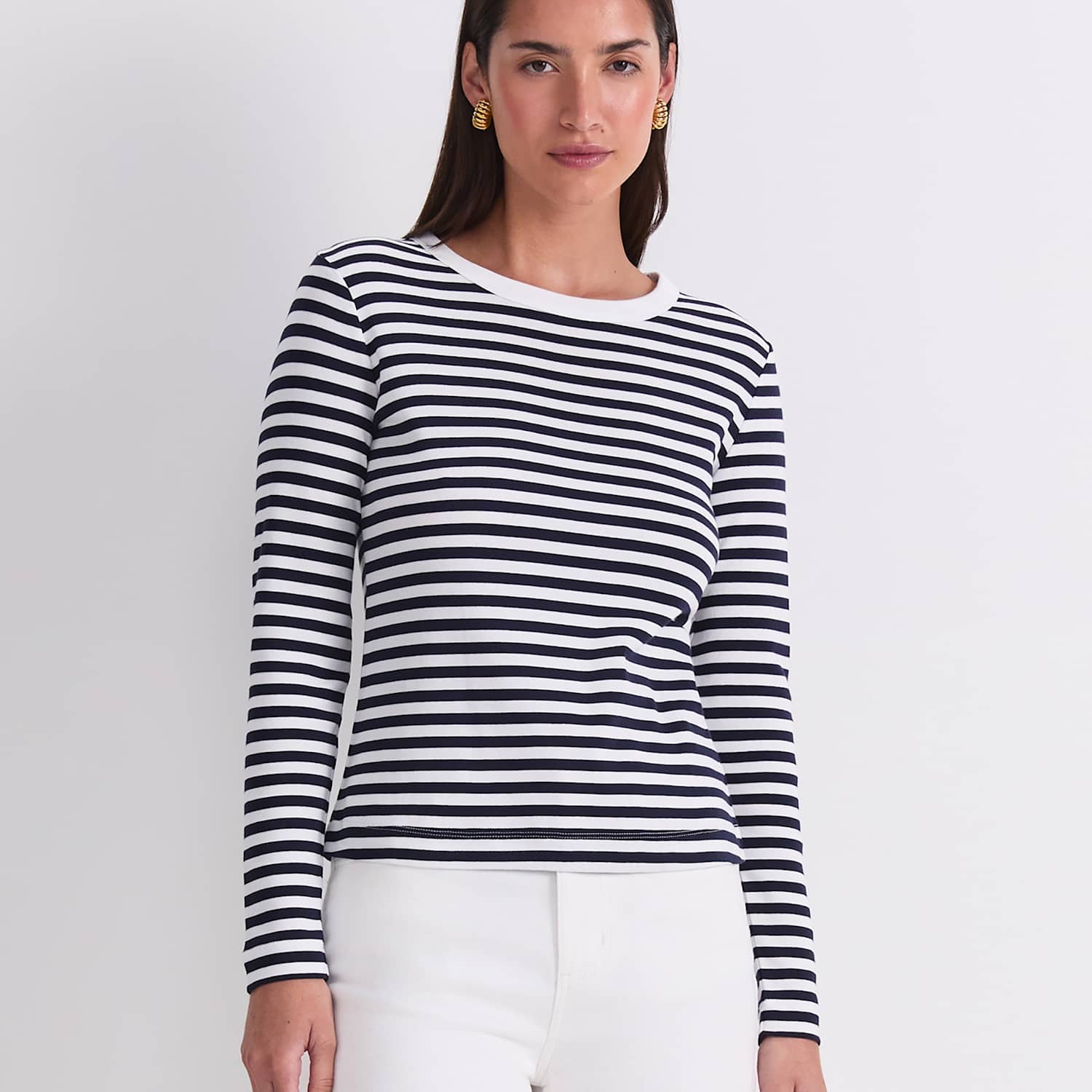 Sportscraft Women's Jersey Striped Top - Small - Navy Mix - Available at M&S