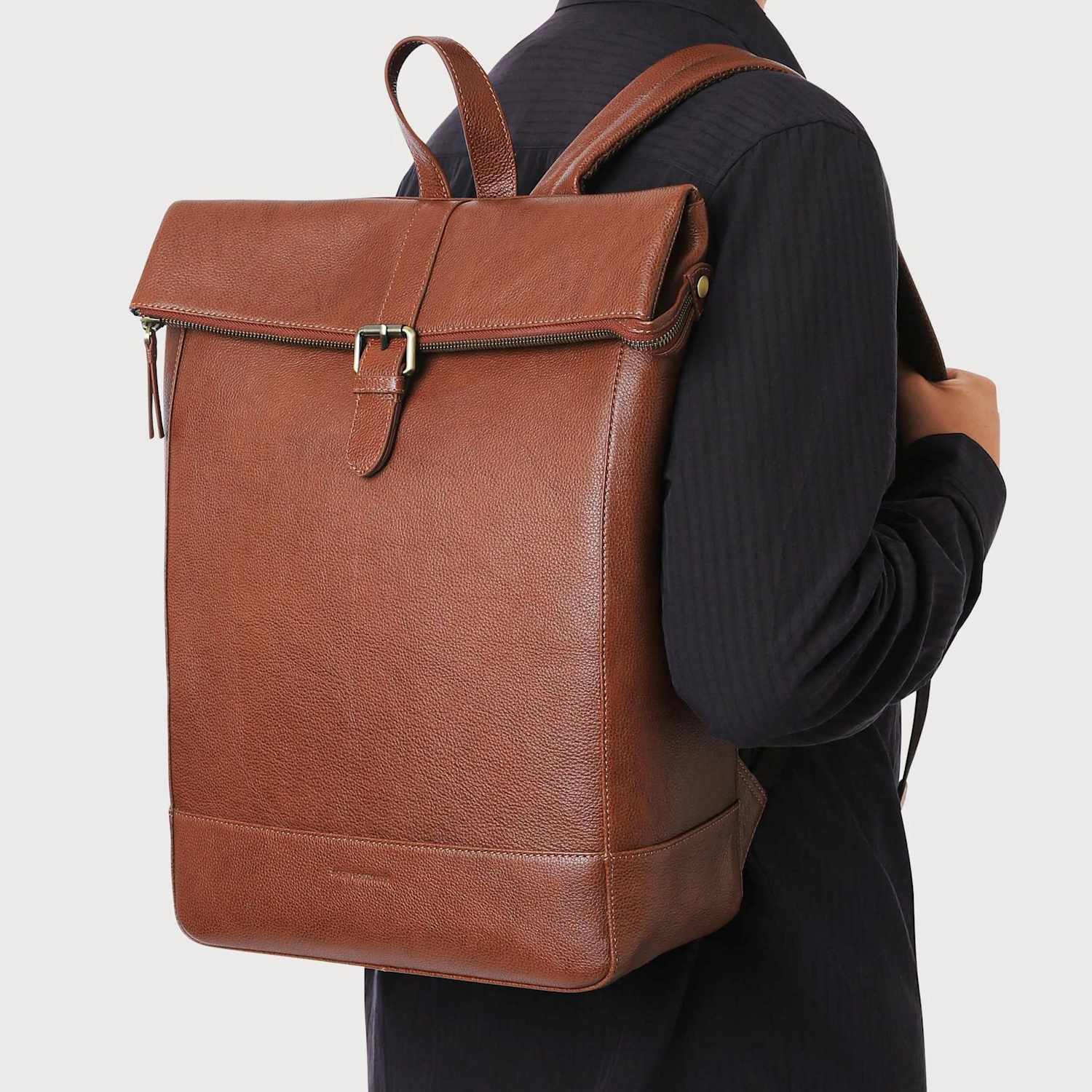 Jones Bootmaker Men's Leather Roll-top Backpack - Tan - Available at M&S