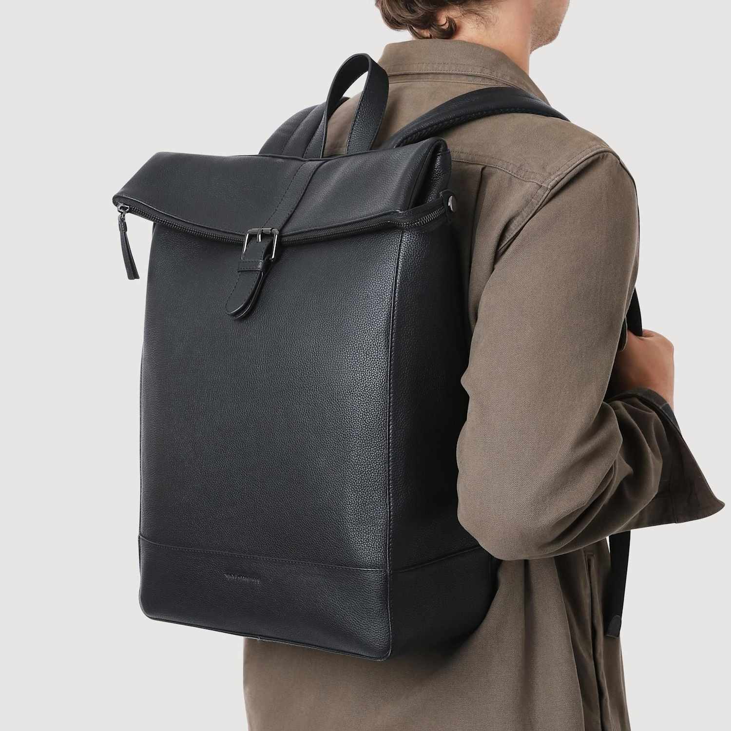 Jones Bootmaker Men's Leather Roll-top Backpack - Black - Available at M&S