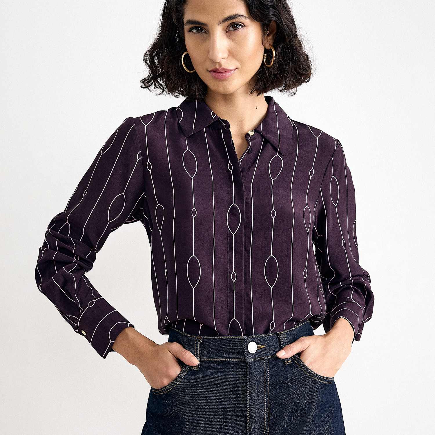 Phase Eight Women's Printed Button Through Blouse - 14 - Purple Mix - Available at M&S