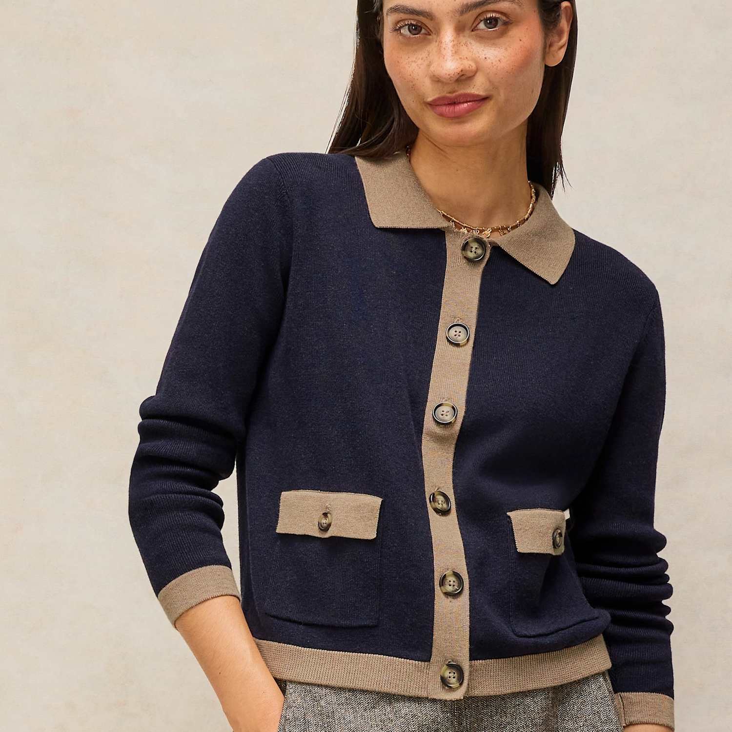White Stuff Women's Pure Cotton Cardigan - 12 - Navy Mix - Available at M&S