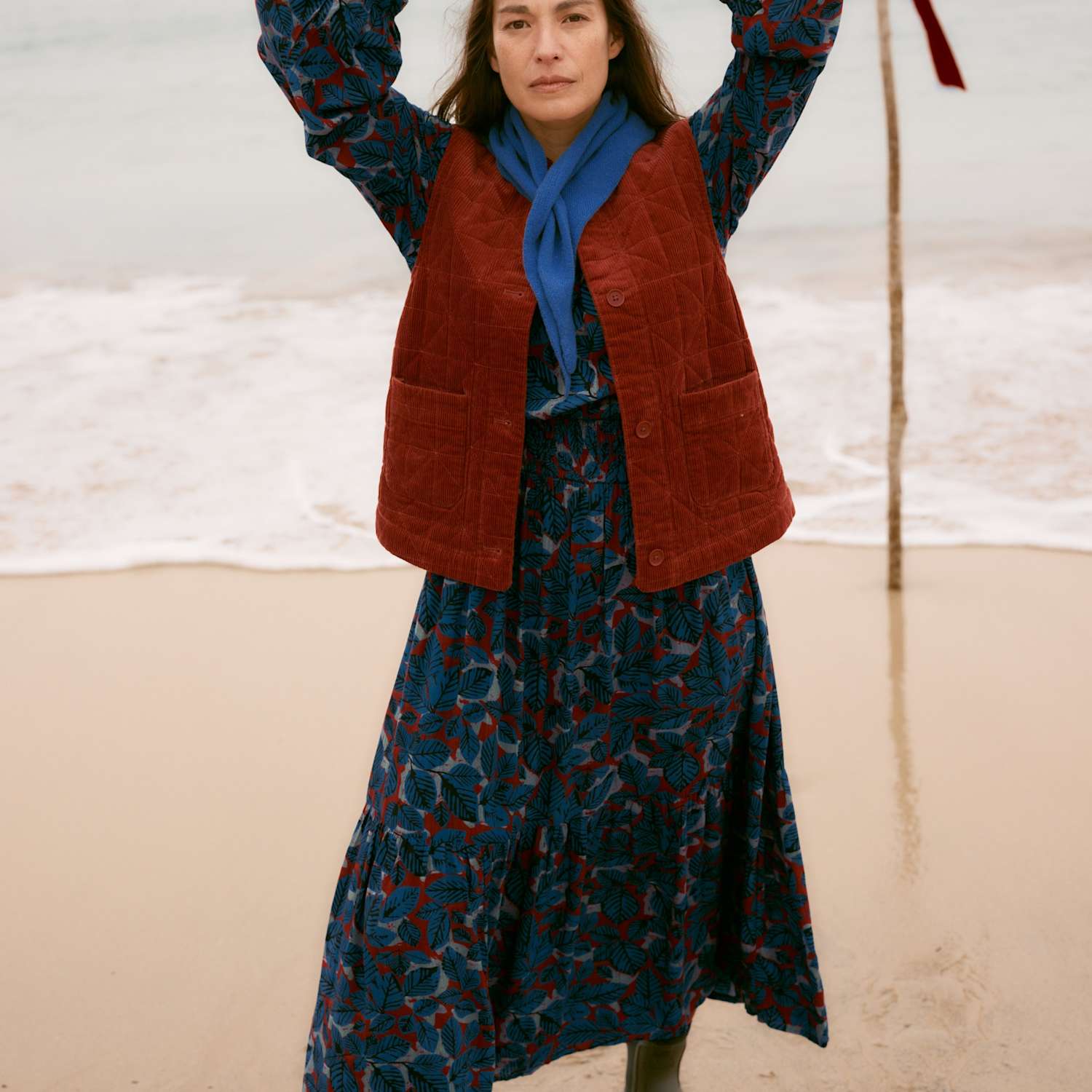 Seasalt Cornwall Women's Printed Blouson Sleeve Midi Dress - 16 - Blue Mix - Available at M&S