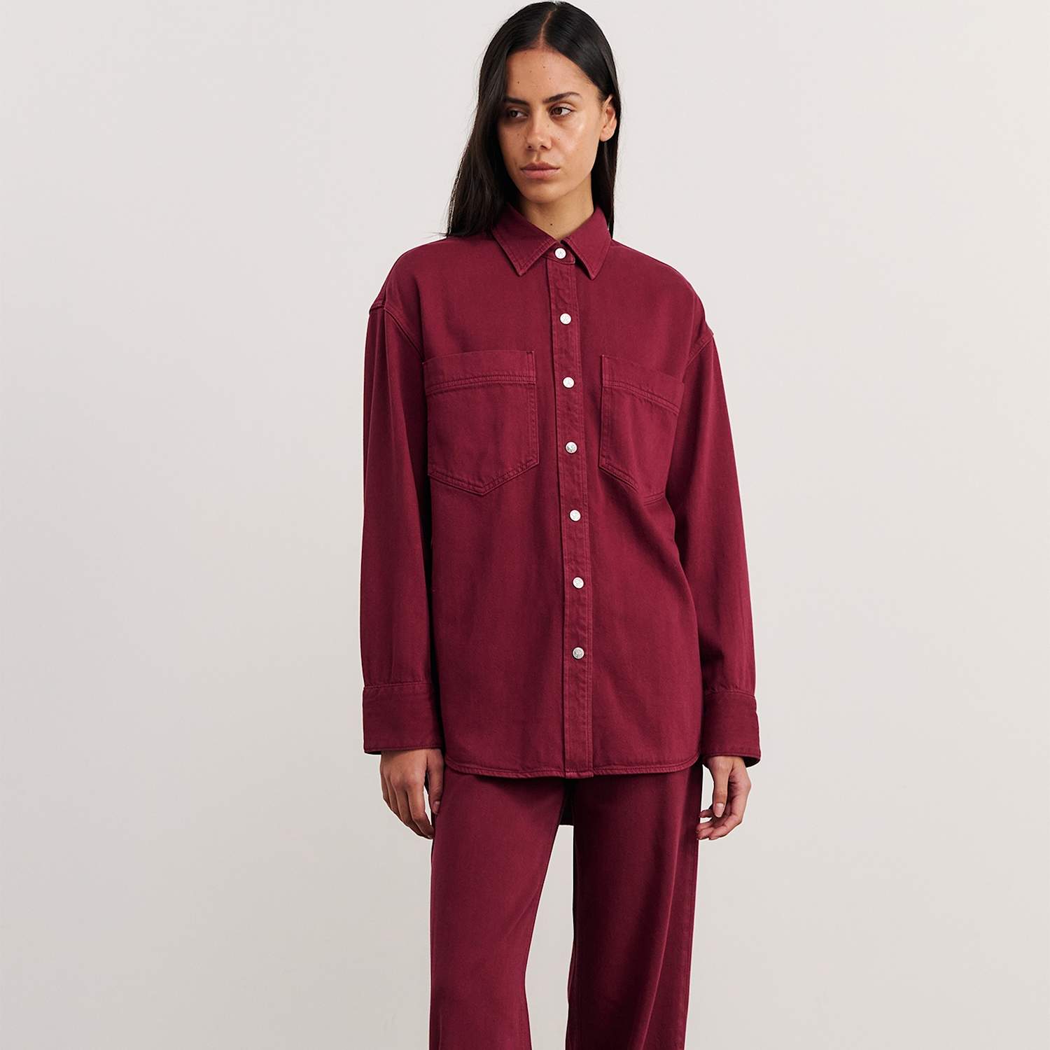 Jag Women's Denim Relaxed Shacket - 12 - Red - Available at M&S