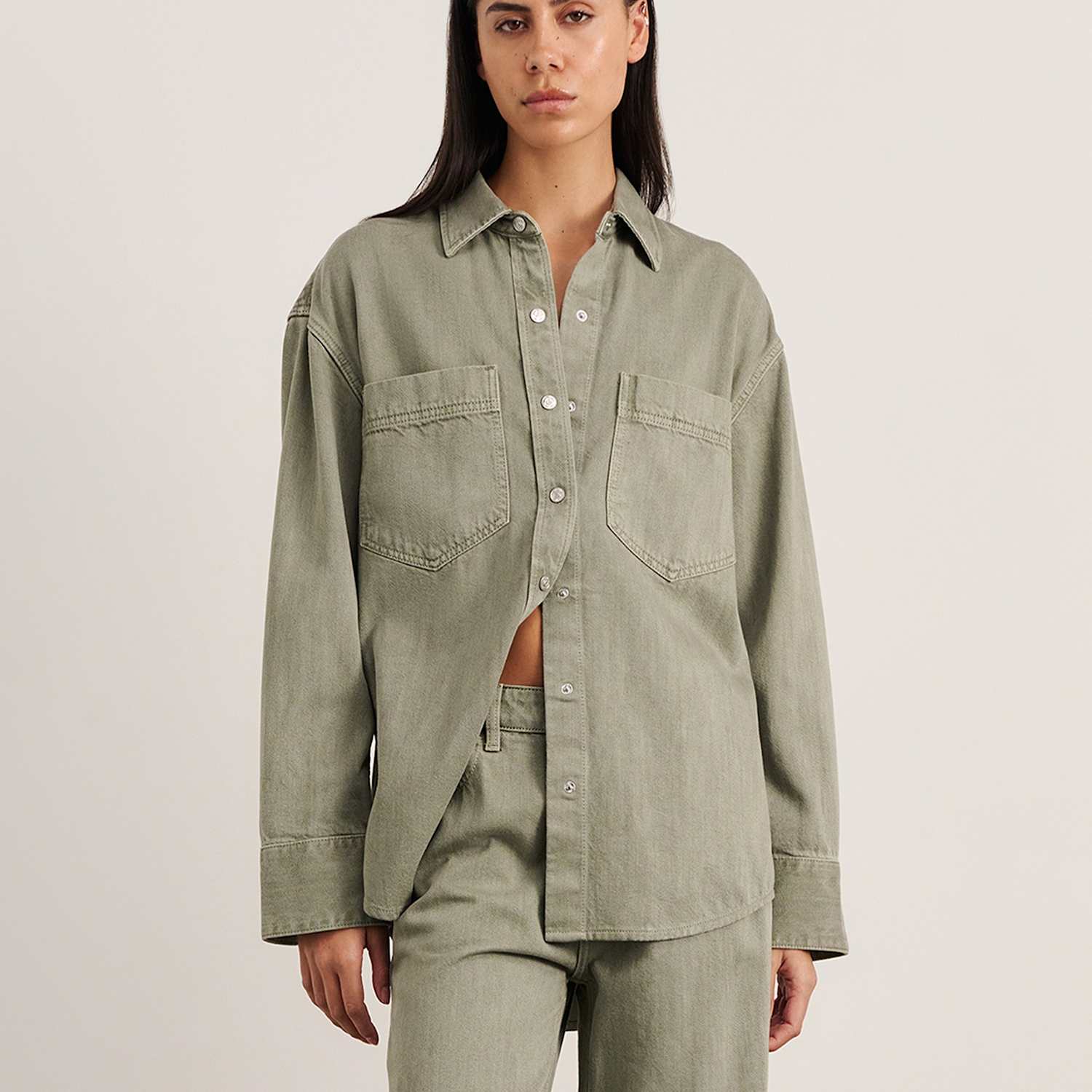 Jag Women's Denim Relaxed Shacket - 12 - Green - Available at M&S