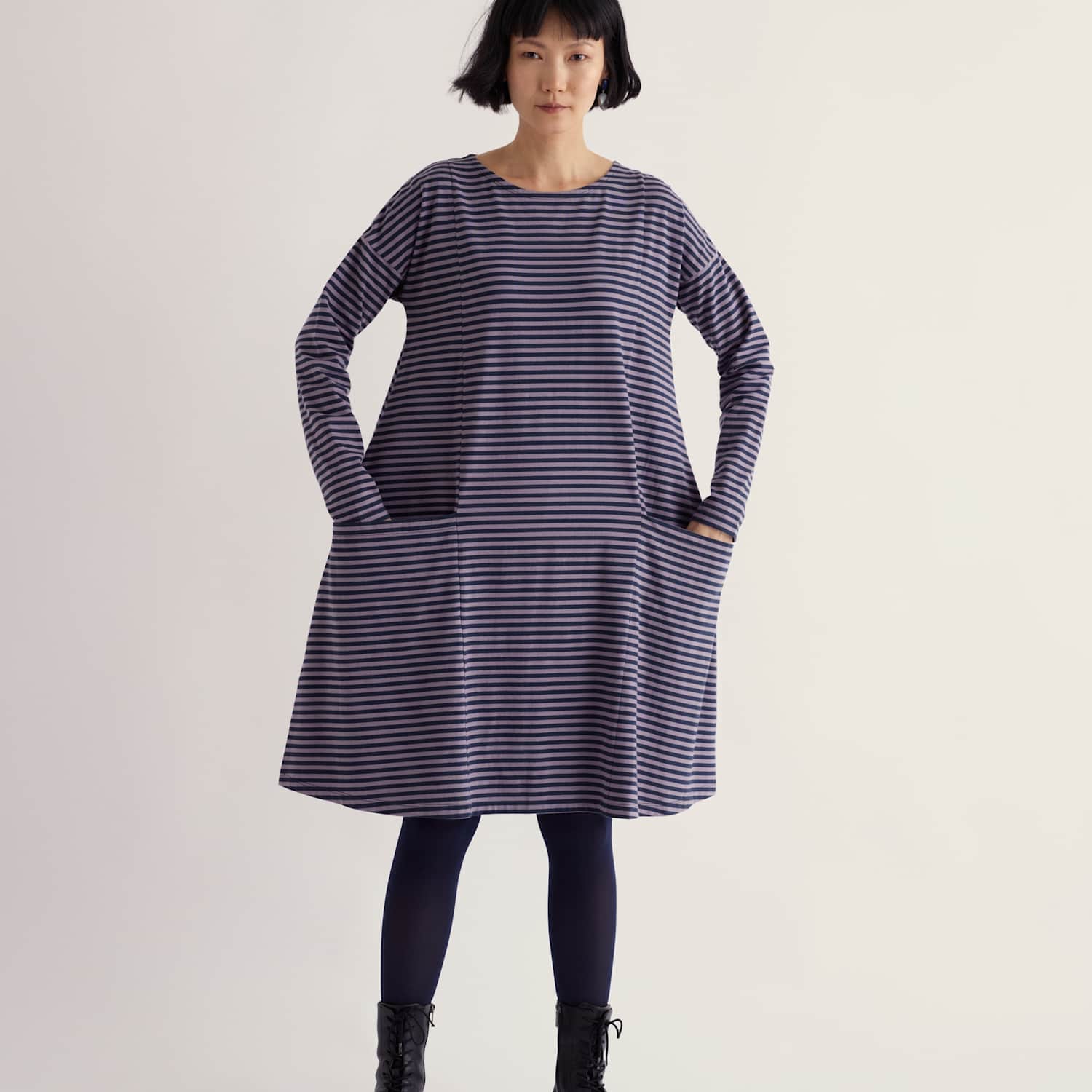 Seasalt Cornwall Women's Cotton Rich Striped Knee Length Shift Dress - 16 - Purple Mix - Available at M&S