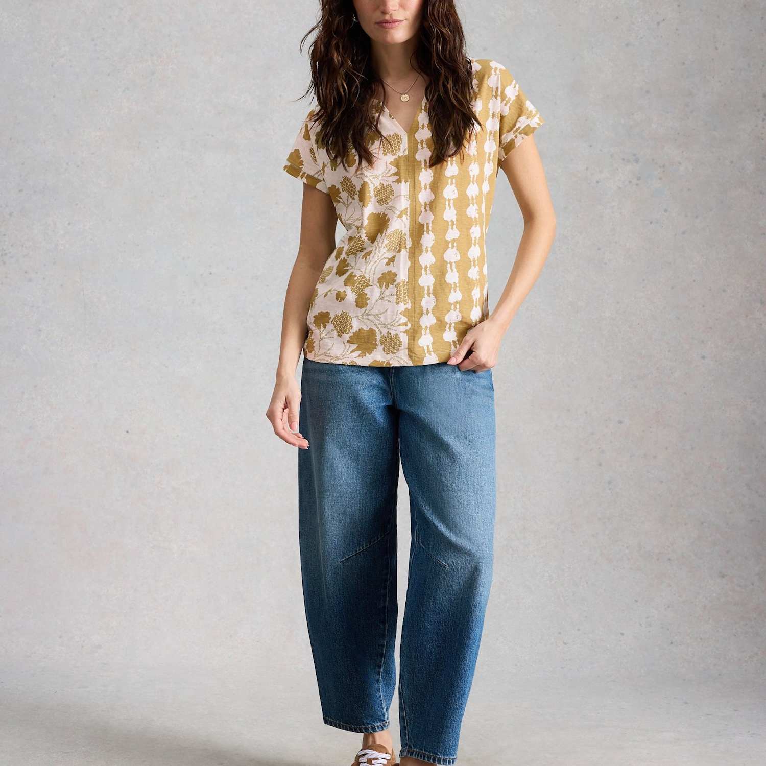 White Stuff Women's Pure Cotton Floral Print T-Shirt - 10 - Green Mix - Available at M&S