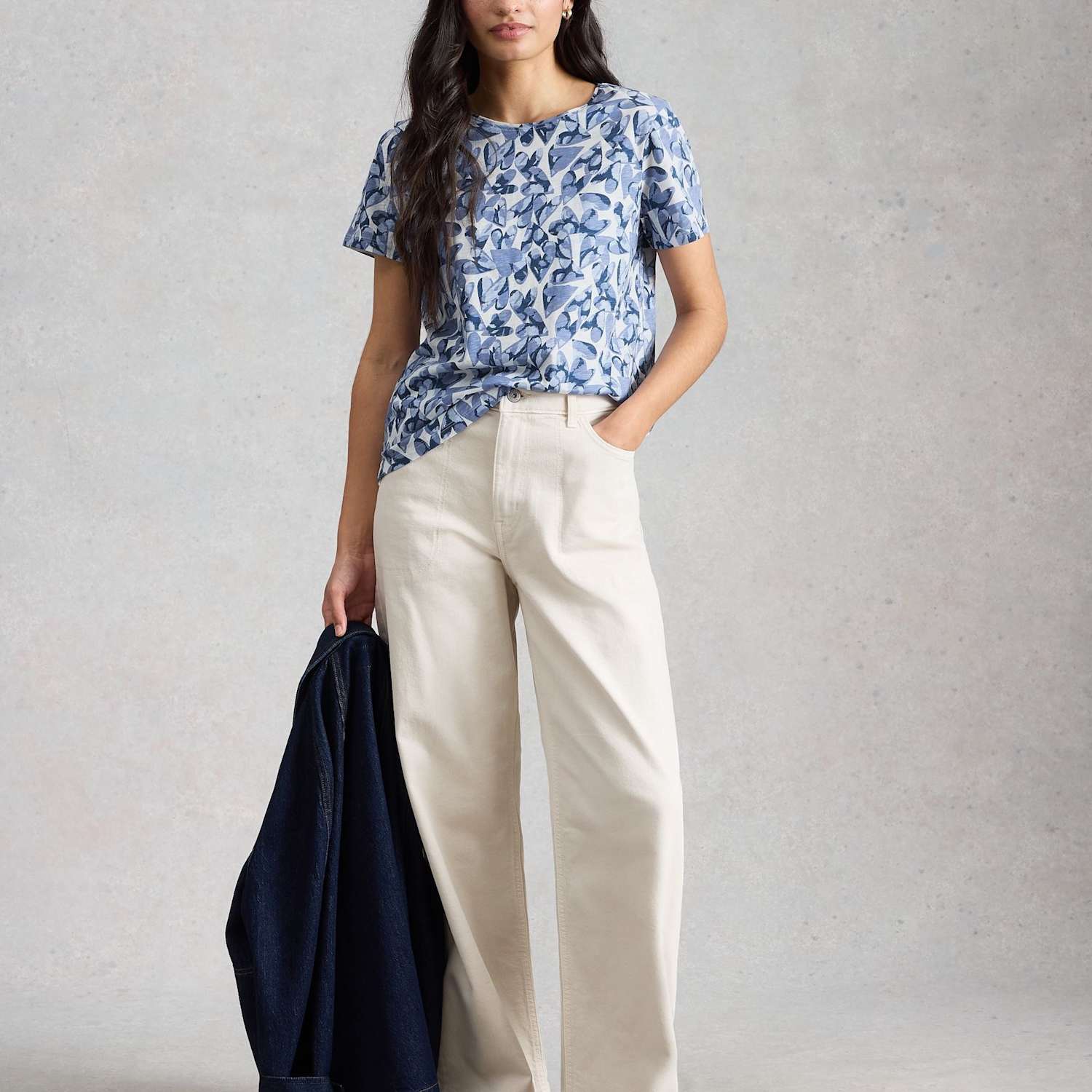 White Stuff Women's Pure Cotton Abstract Heart Print T-Shirt - 14 - Blue Mix - Available at M&S