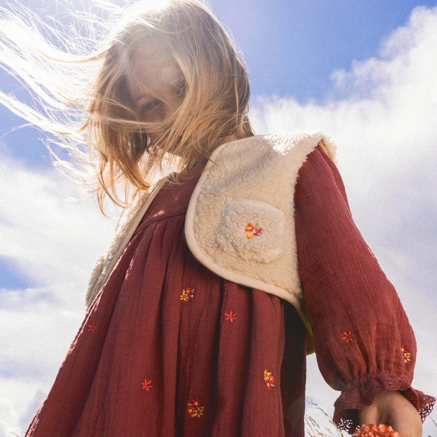 Jojo Maman Bébé Girls 2 Piece Pure Cotton Embroidered Dress & Gilet (1-5 Yrs) - 2-3 Years - Brown Mix - Available at M&S